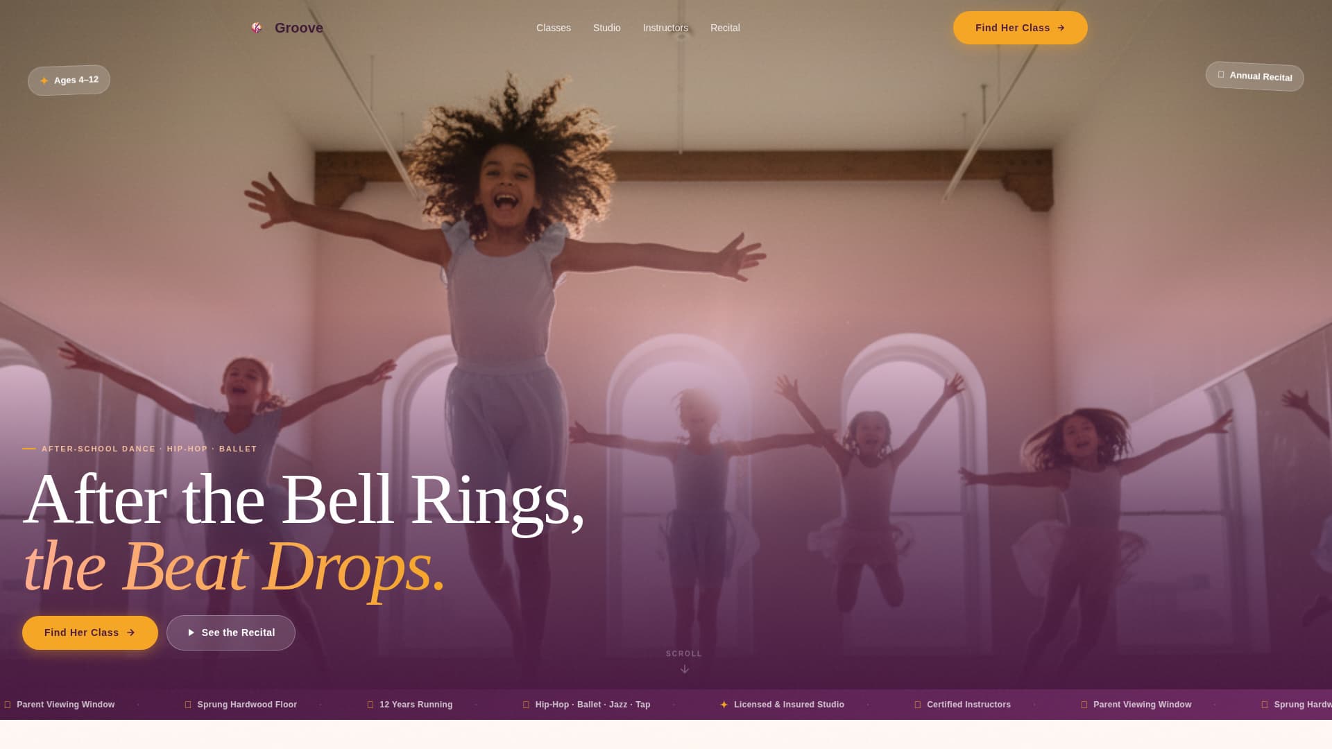 Groove - Inspiring Dance Landing Page Template
