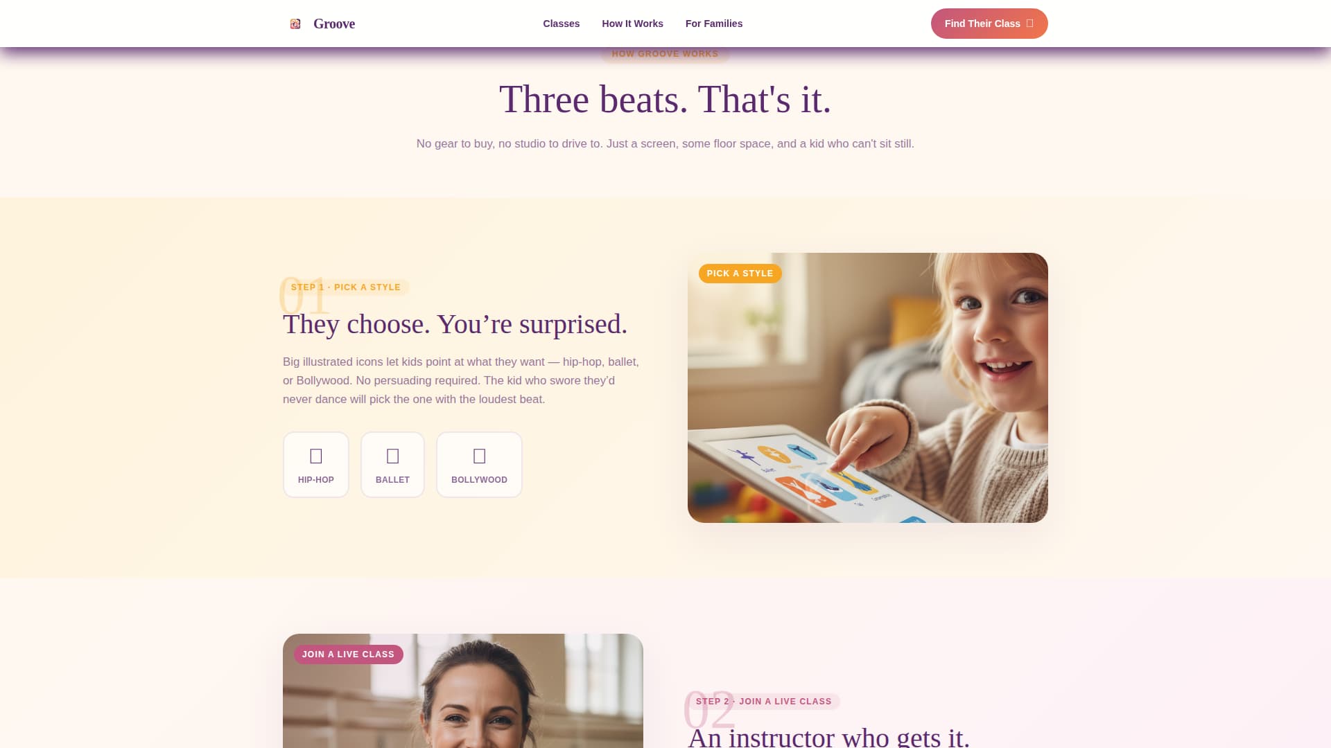 Groove - Joyful Kidsdance Landing Page Template