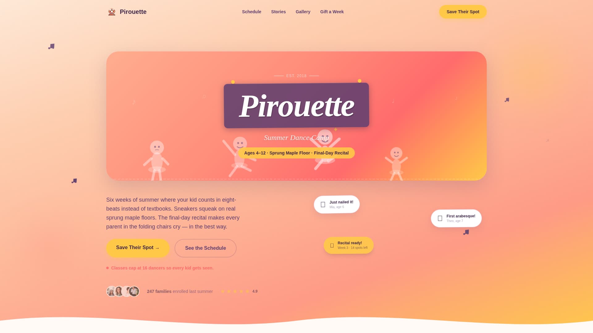 Pirouette - Heartwarming Dance Landing Page Template