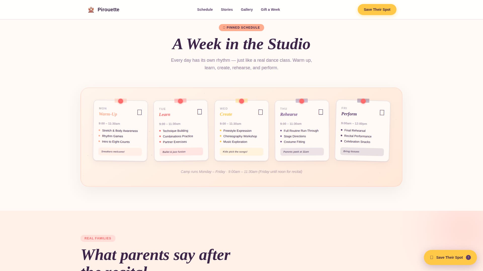 Pirouette - Heartwarming Dance Landing Page Template