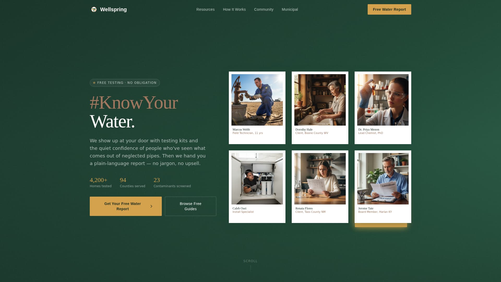 Wellspring - Trusted Watertesting Landing Page Template
