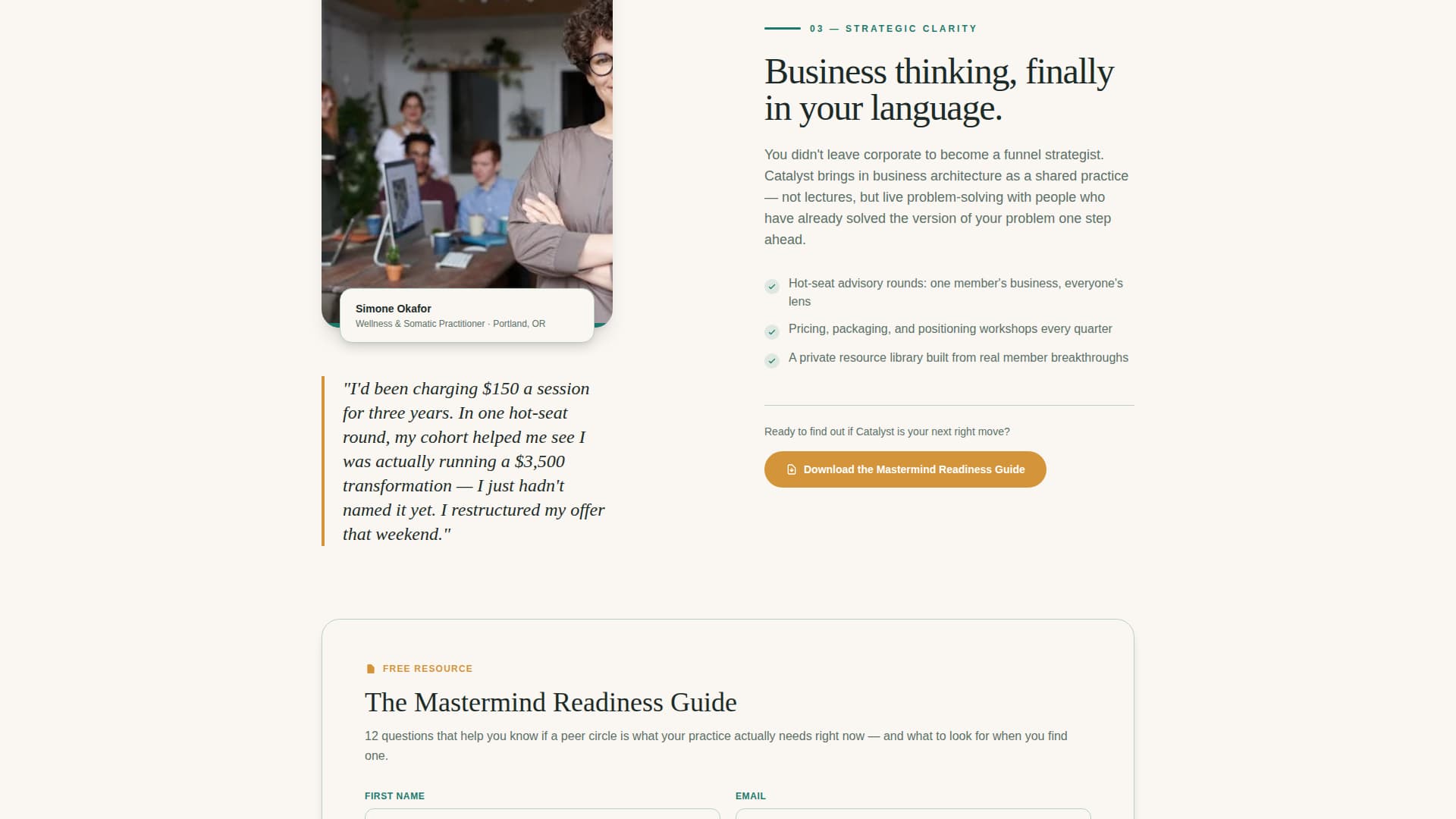 Catalyst - Transformative Coaches Landing Page Template