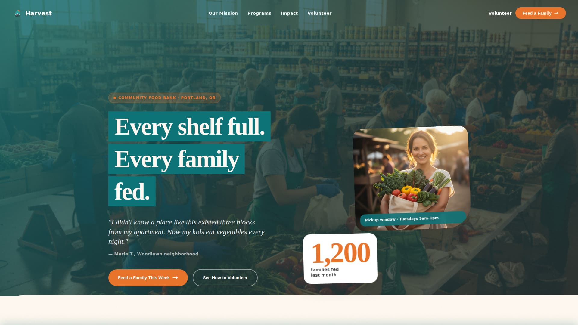Harvest - Impactful Foodbank Landing Page Template