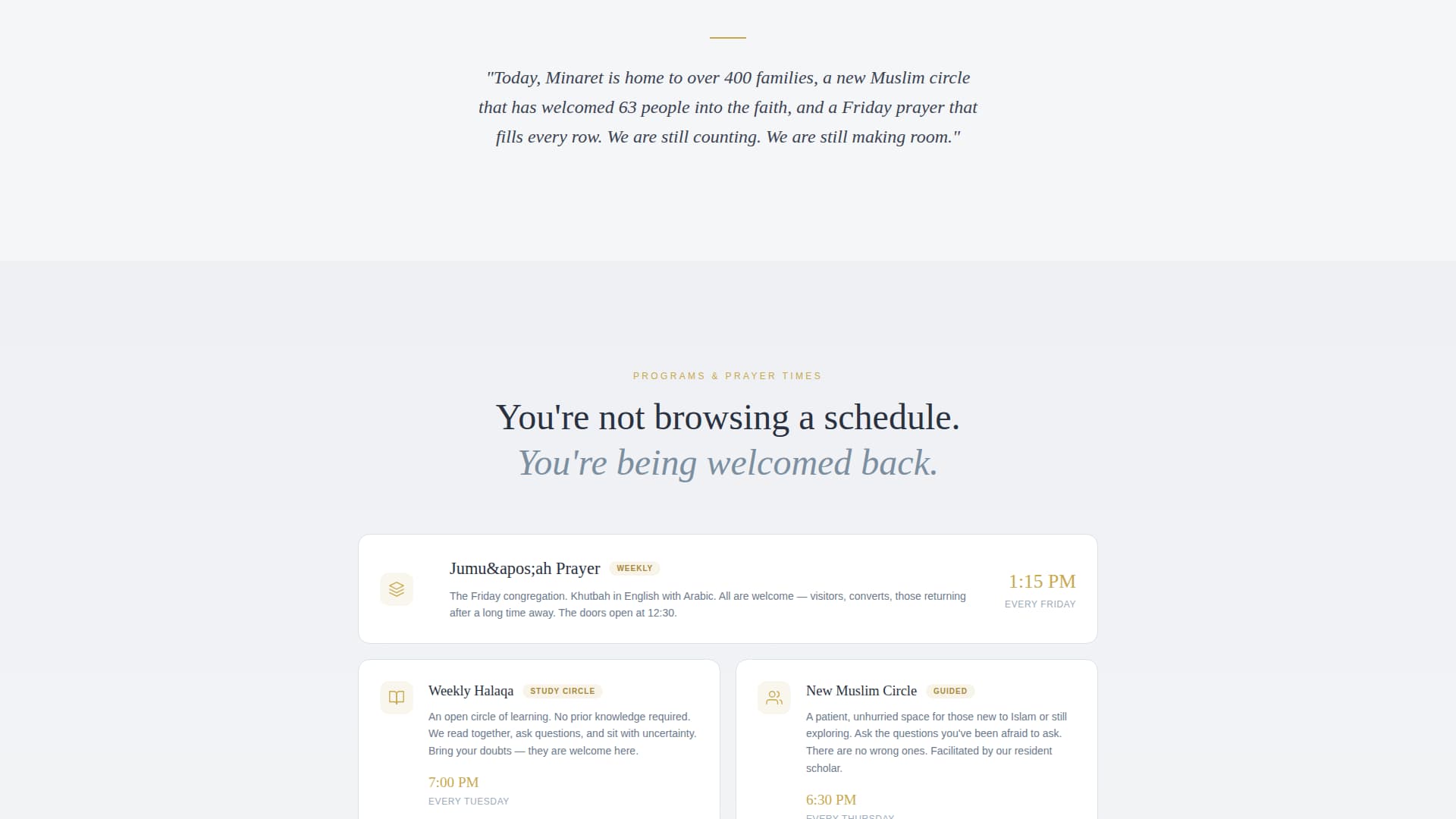 Minaret - Welcoming Mosque Landing Page Template