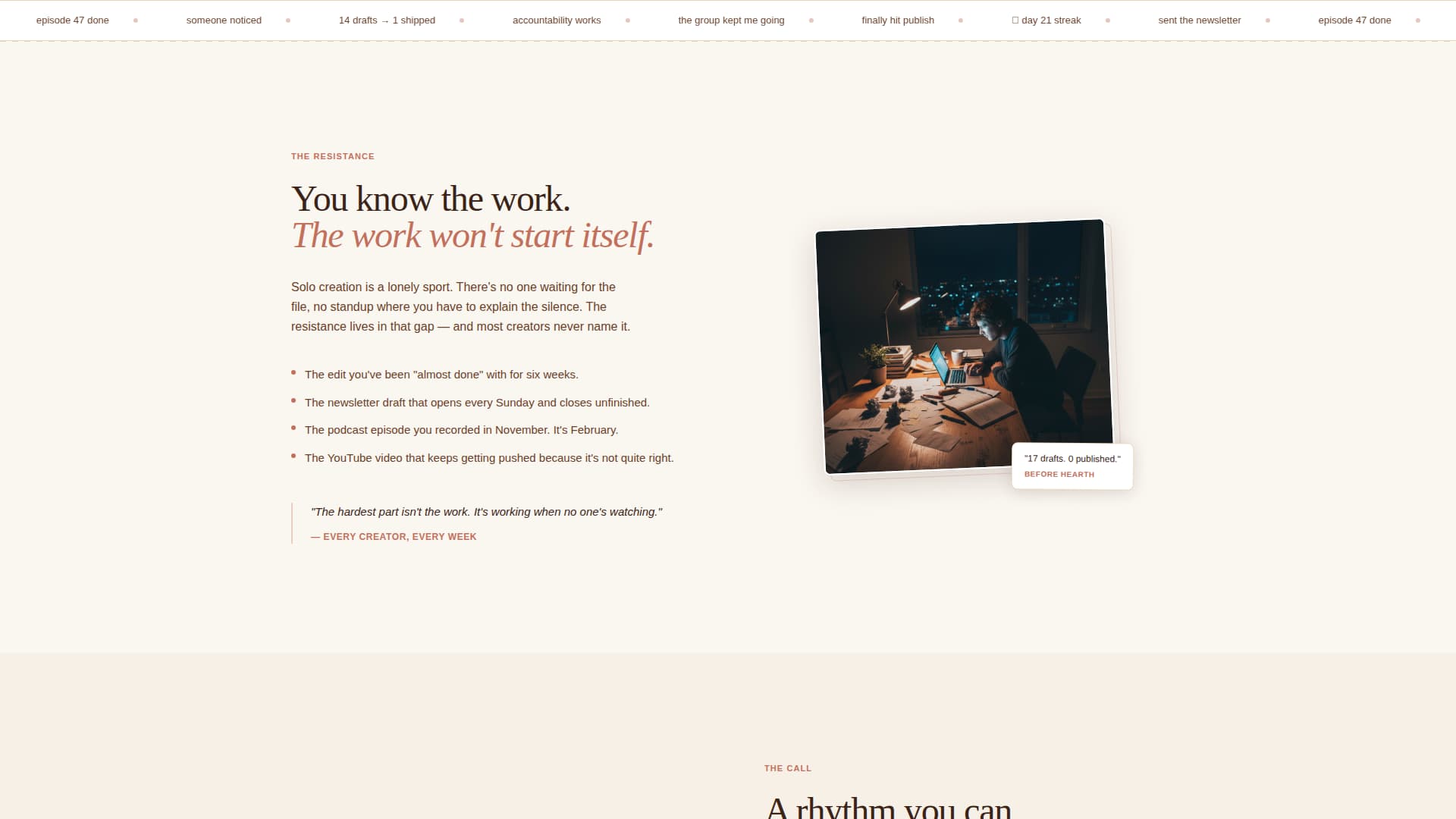 Hearth - Warm Creators Landing Page Template