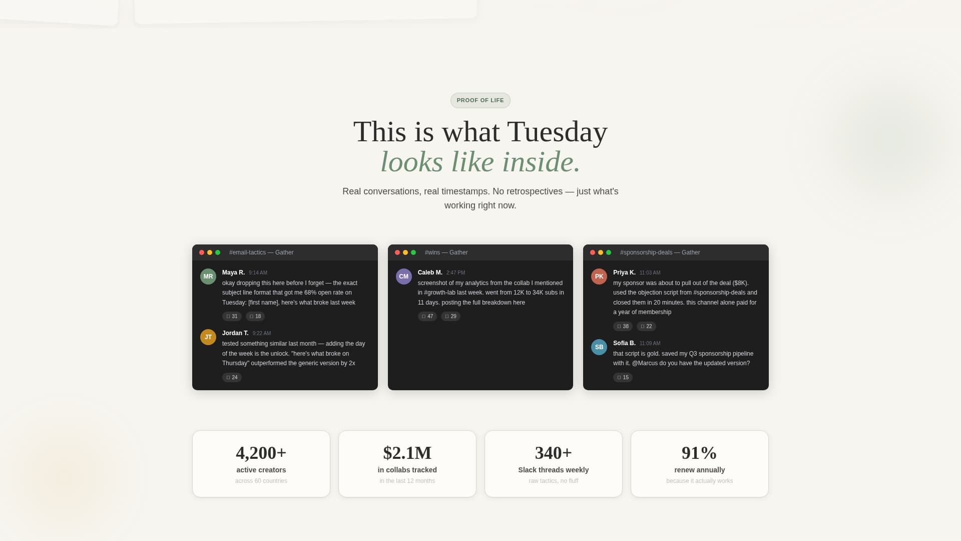 Gather - Thriving Creators Landing Page Template