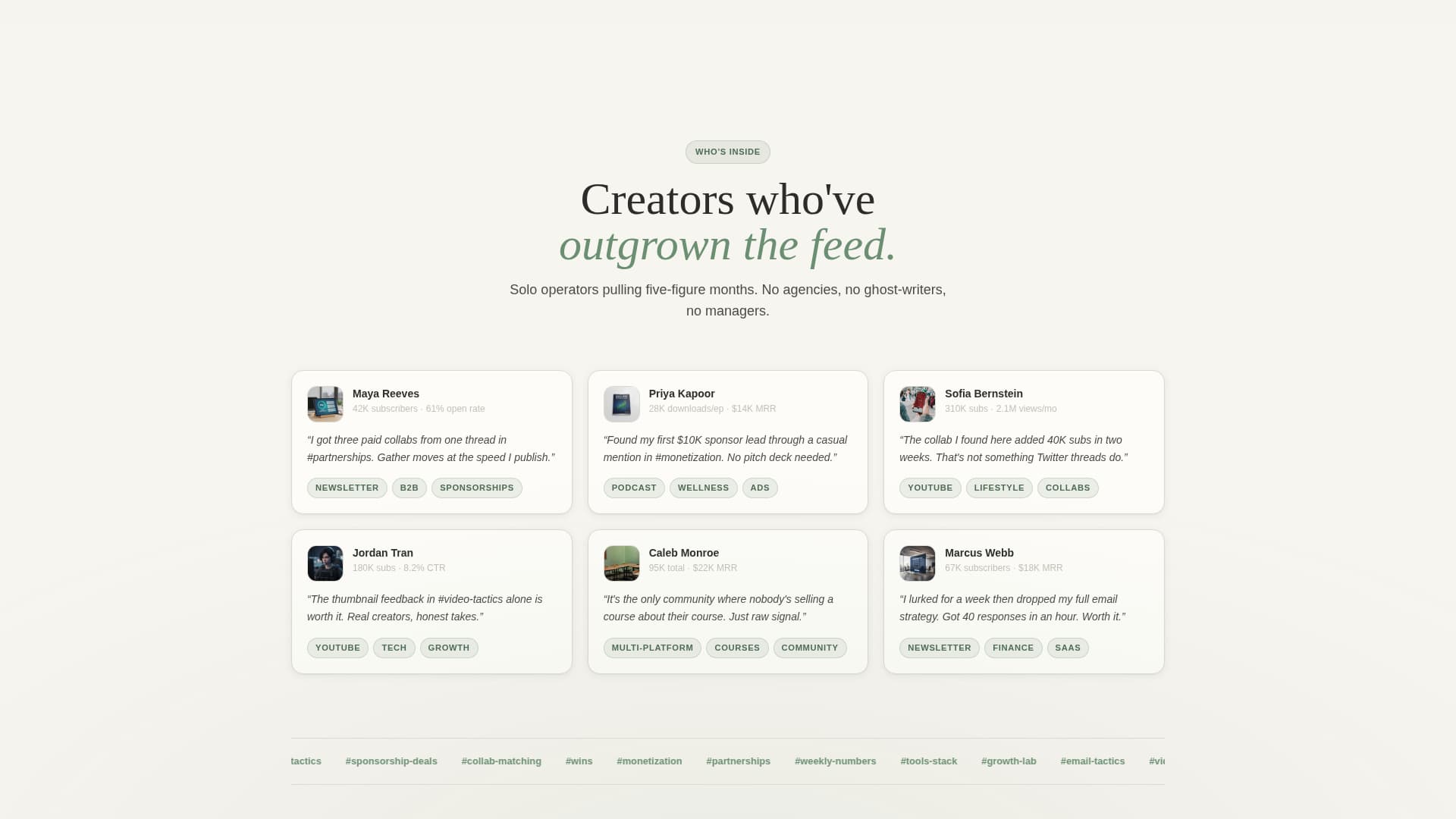 Gather - Thriving Creators Landing Page Template