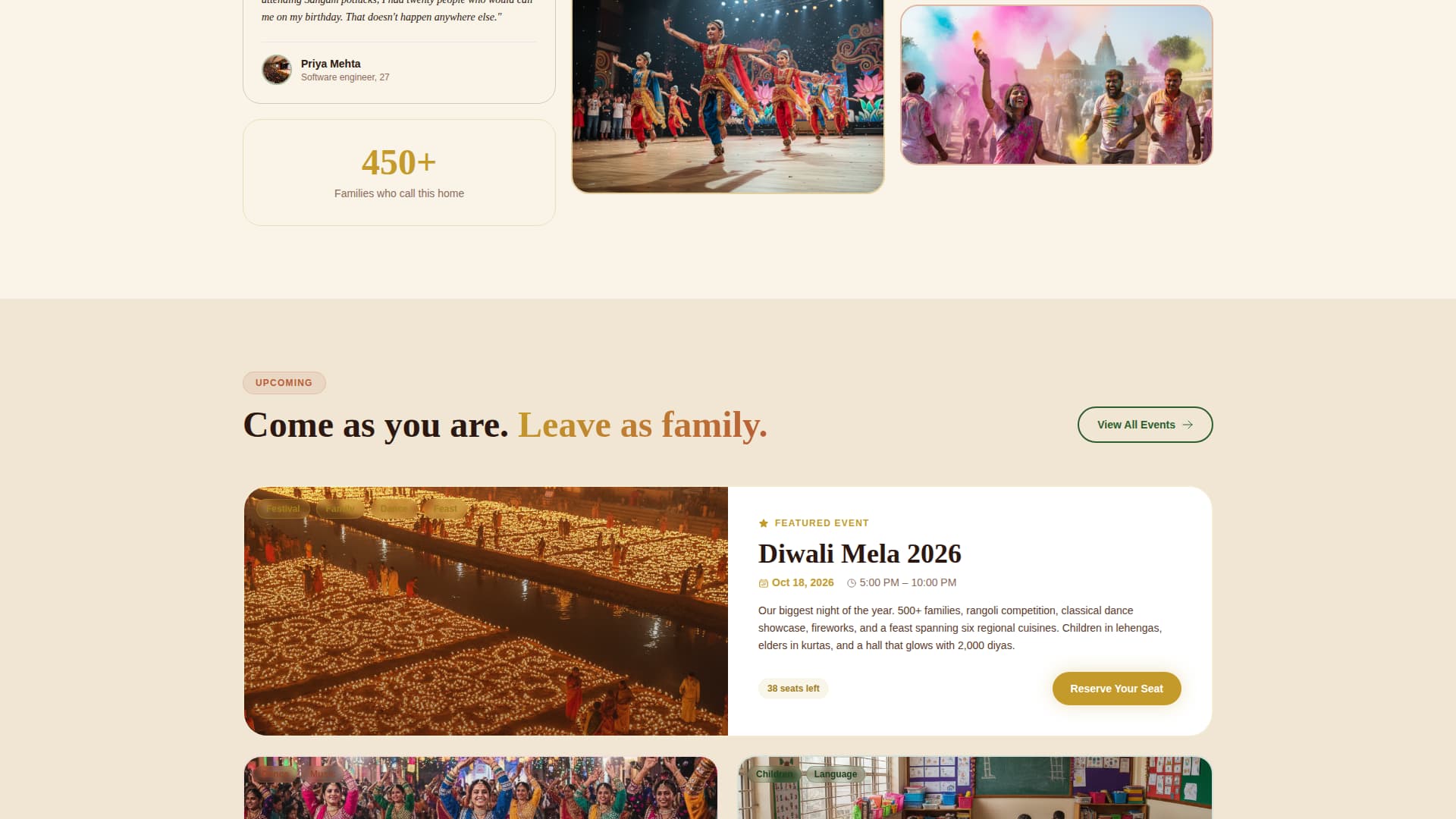 Sangam - Vibrant Diaspora Landing Page Template