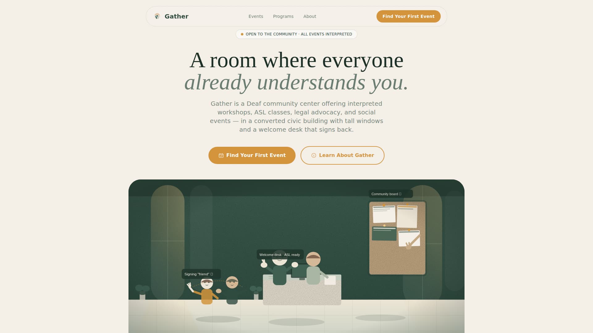 Gather - Welcoming Deafcommunity Landing Page Template