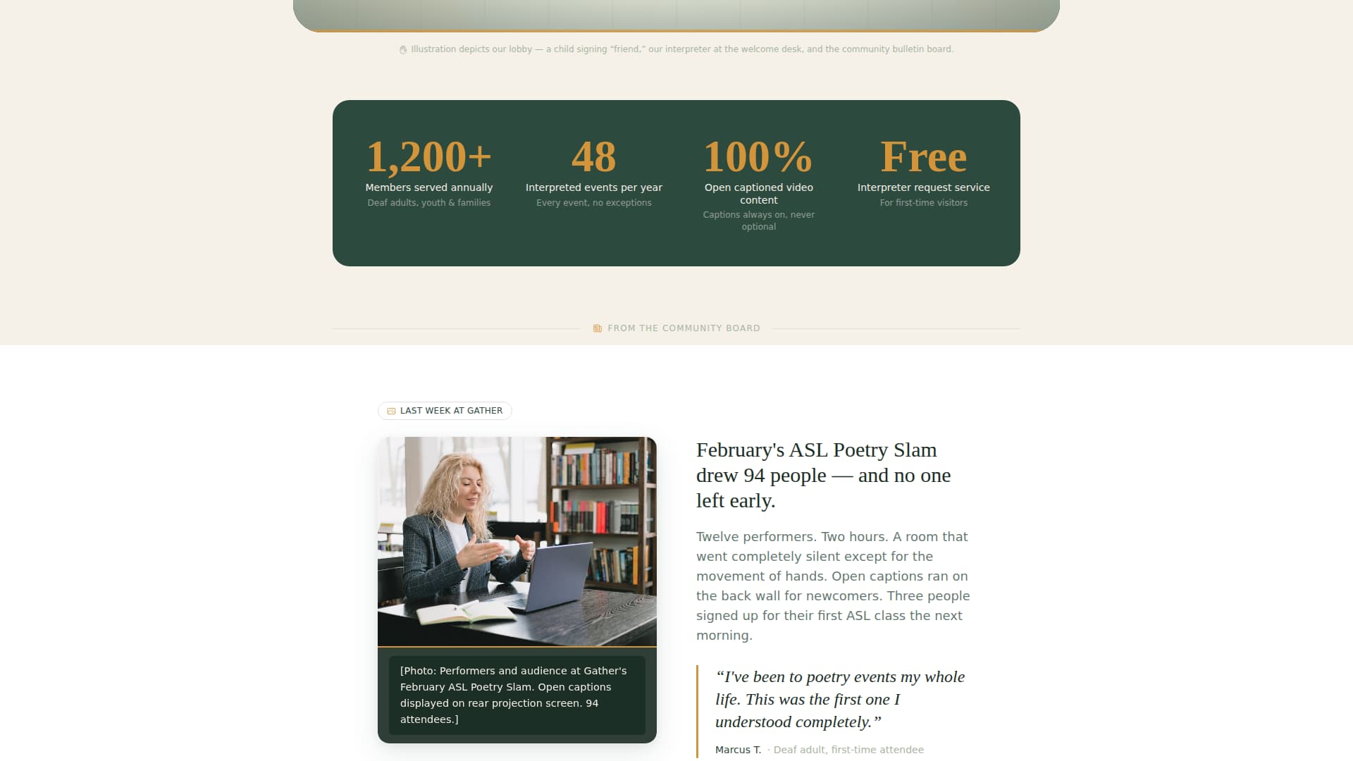 Gather - Welcoming Deafcommunity Landing Page Template