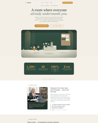 Gather - Welcoming Deafcommunity Landing Page Template