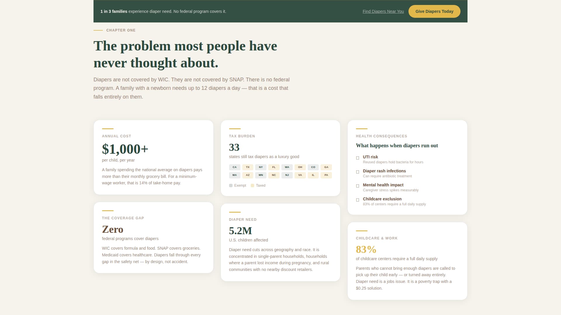 Swaddle - Heartfelt Diaperbank Landing Page Template