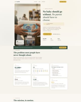 Swaddle - Heartfelt Diaperbank Landing Page Template