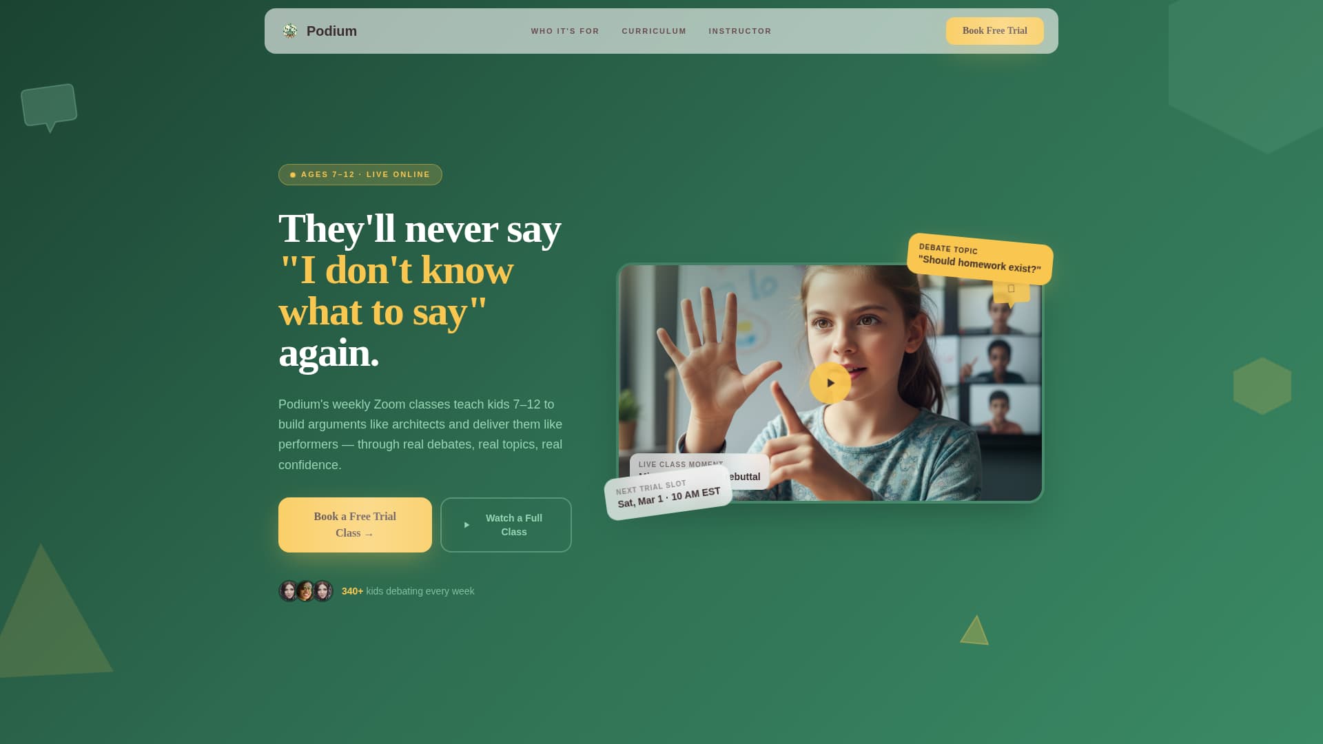 Podium - Engaging Debate Landing Page Template