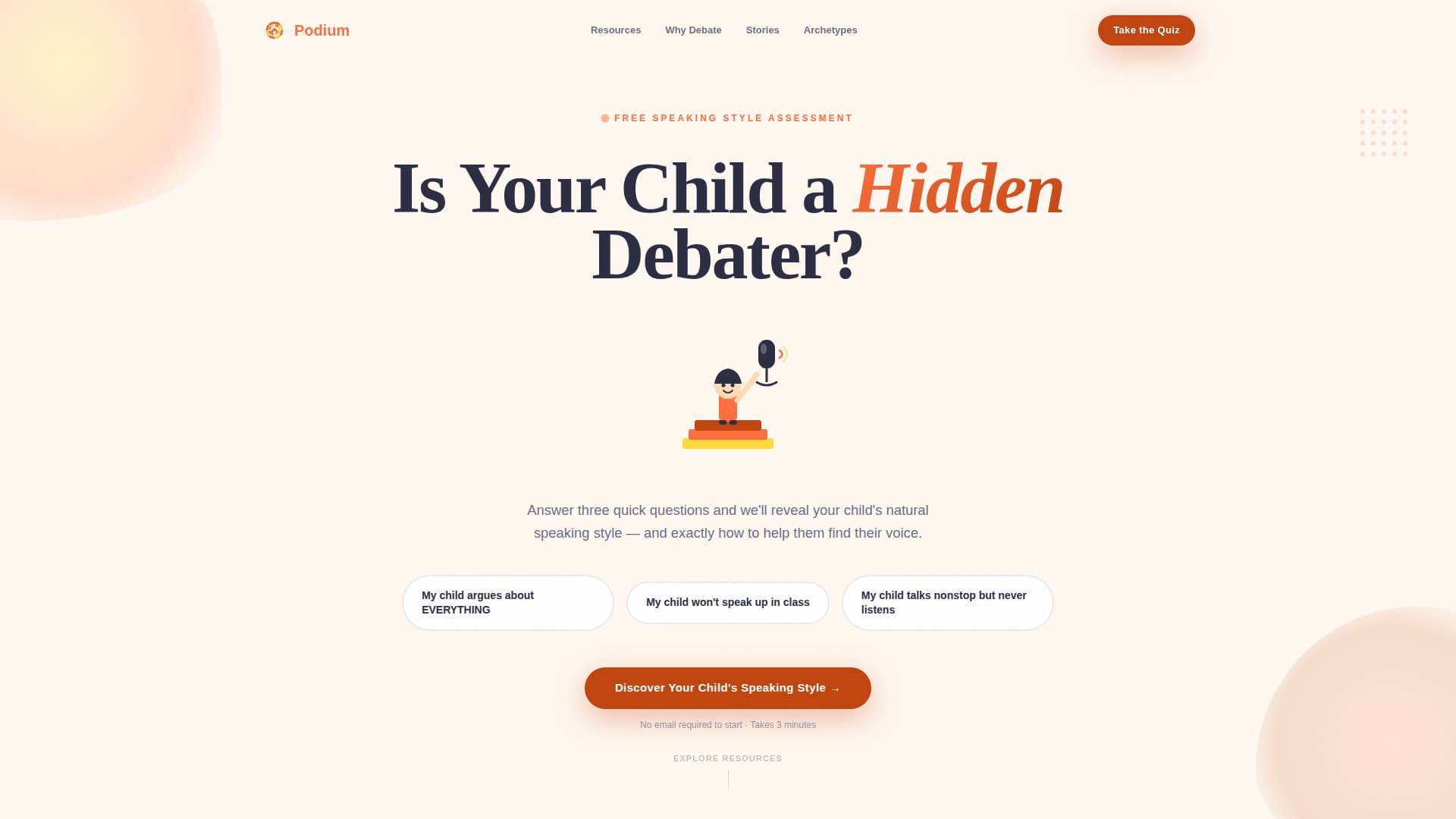 Podium - Empowering Debate Landing Page Template
