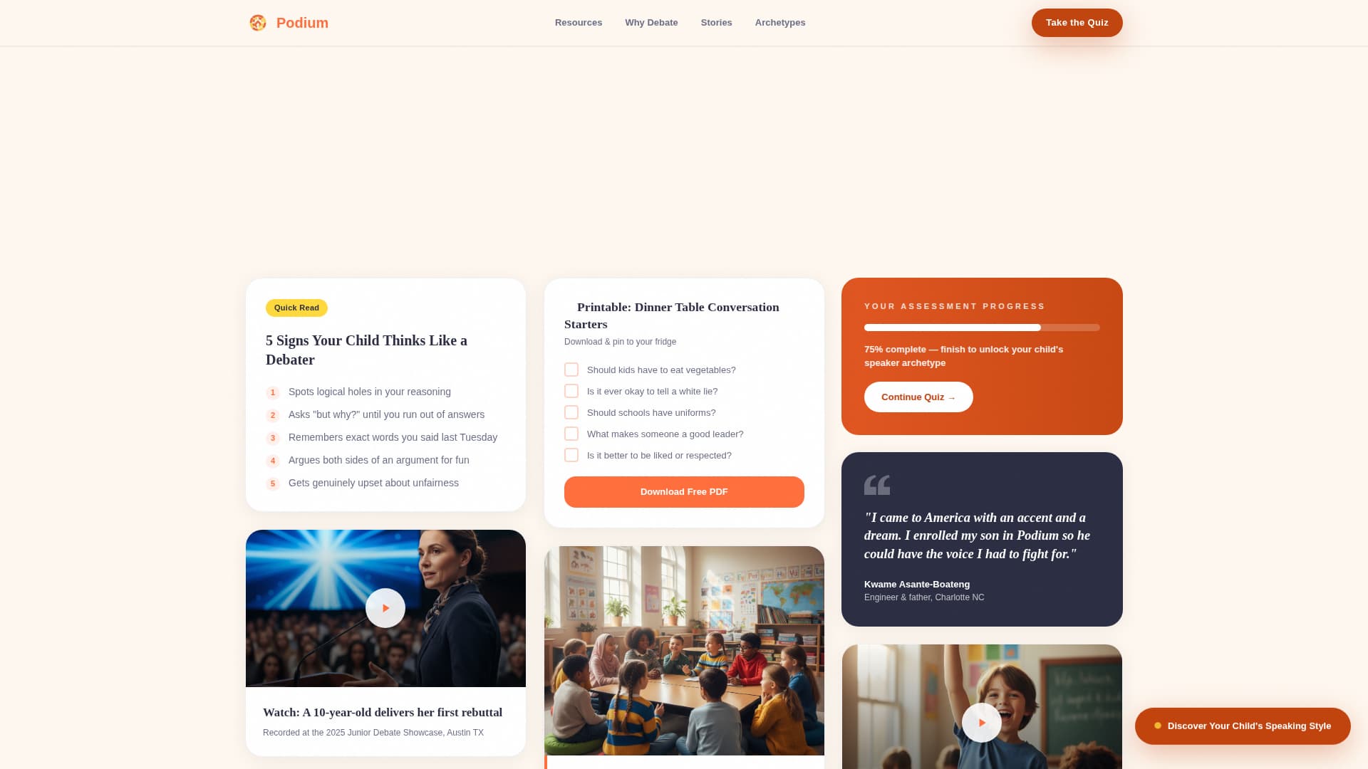 Podium - Empowering Debate Landing Page Template