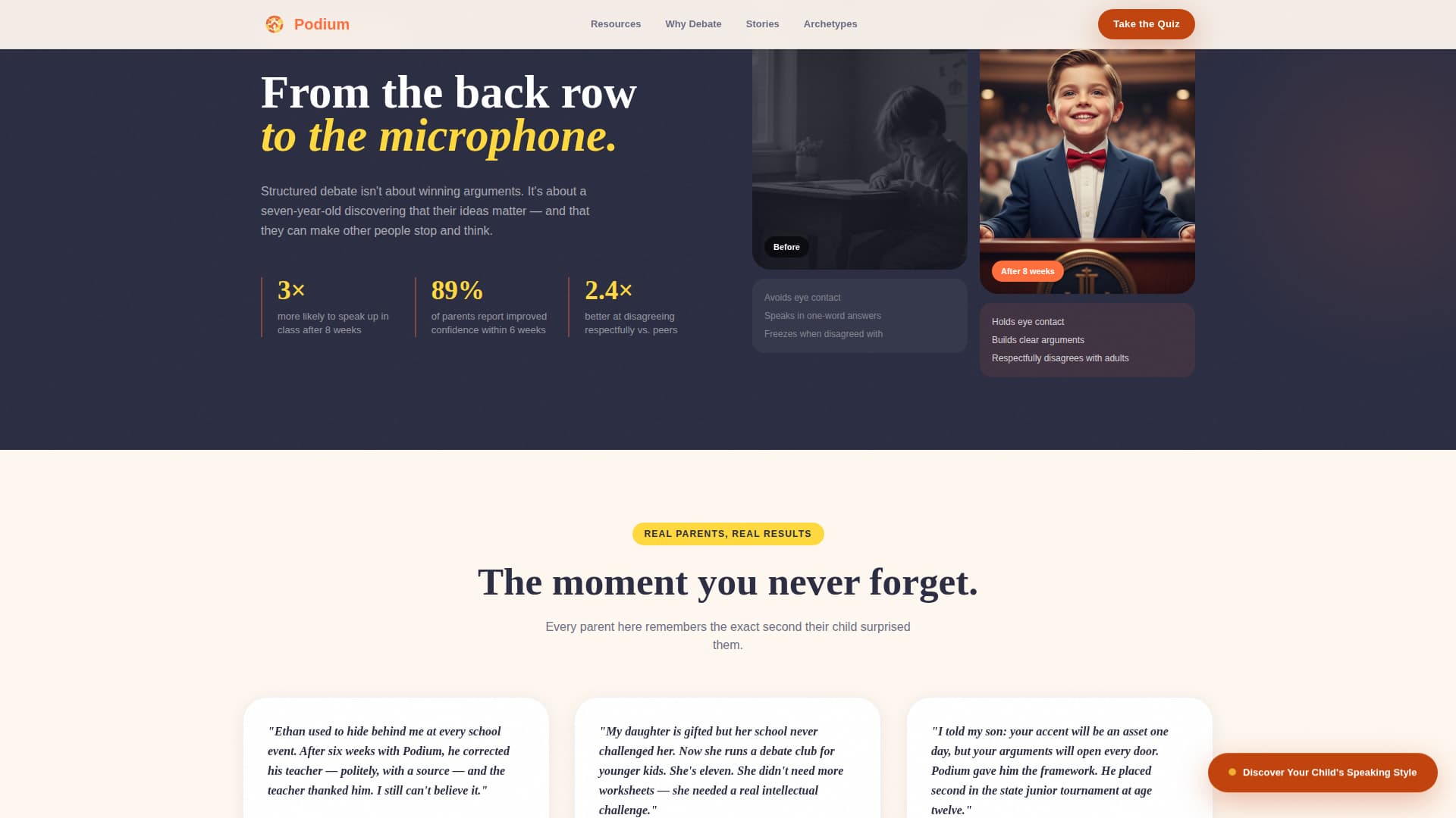 Podium - Empowering Debate Landing Page Template