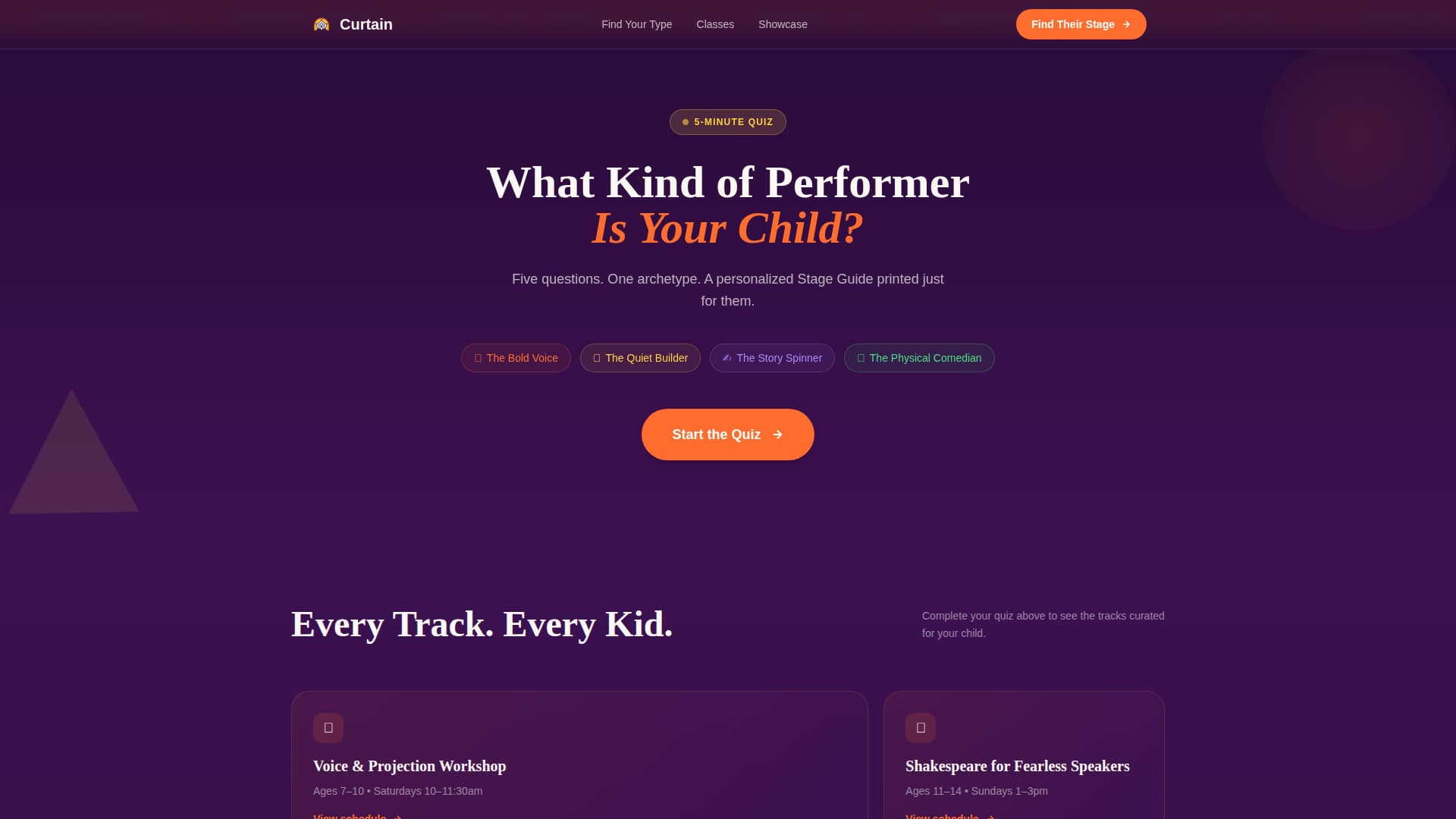 Curtain - Playful Theater Landing Page Template