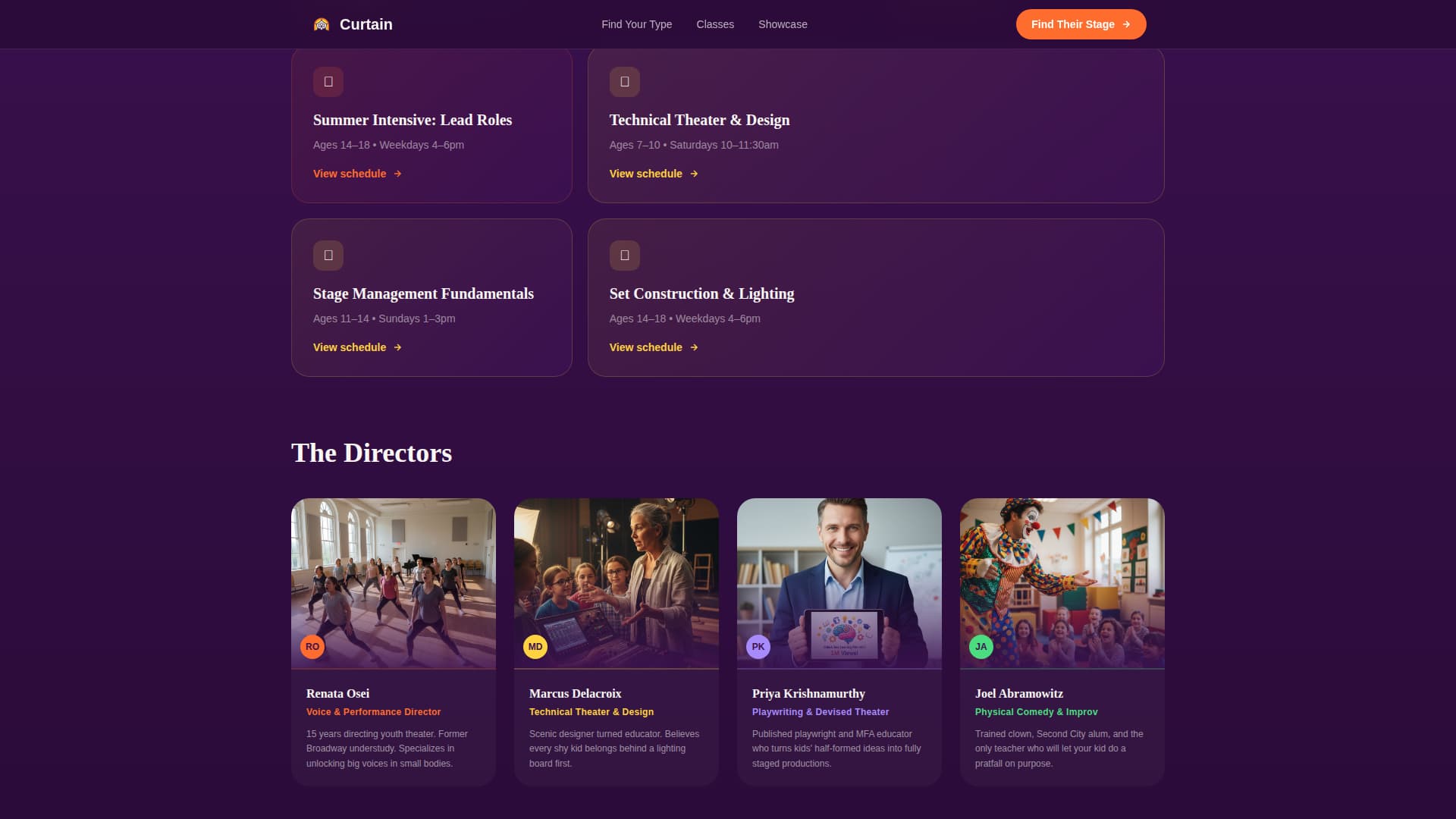 Curtain - Playful Theater Landing Page Template