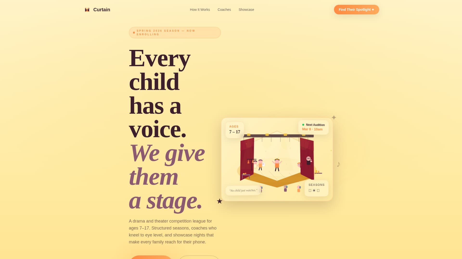 Curtain - Inspiring Theater Landing Page Template