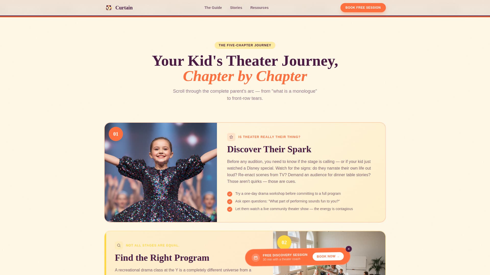 Curtain — Interactive Theatrical Production Landing Page Template