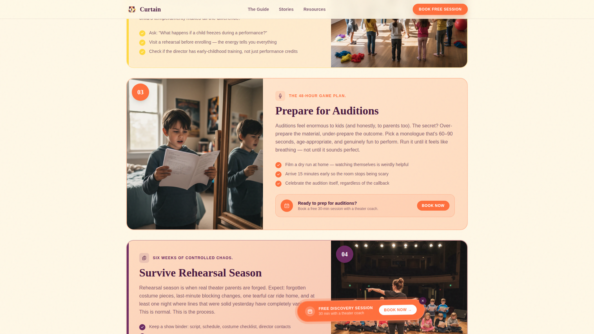 Curtain — Interactive Theatrical Production Landing Page Template