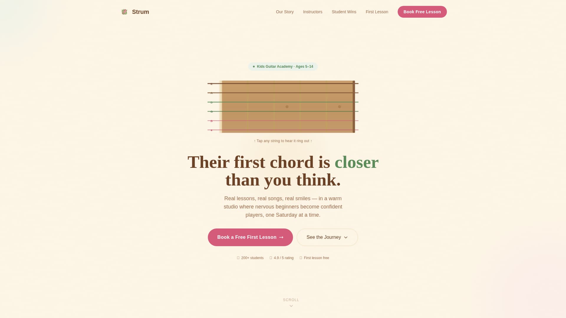Strum - Inspiring Kidsguitar Landing Page Template
