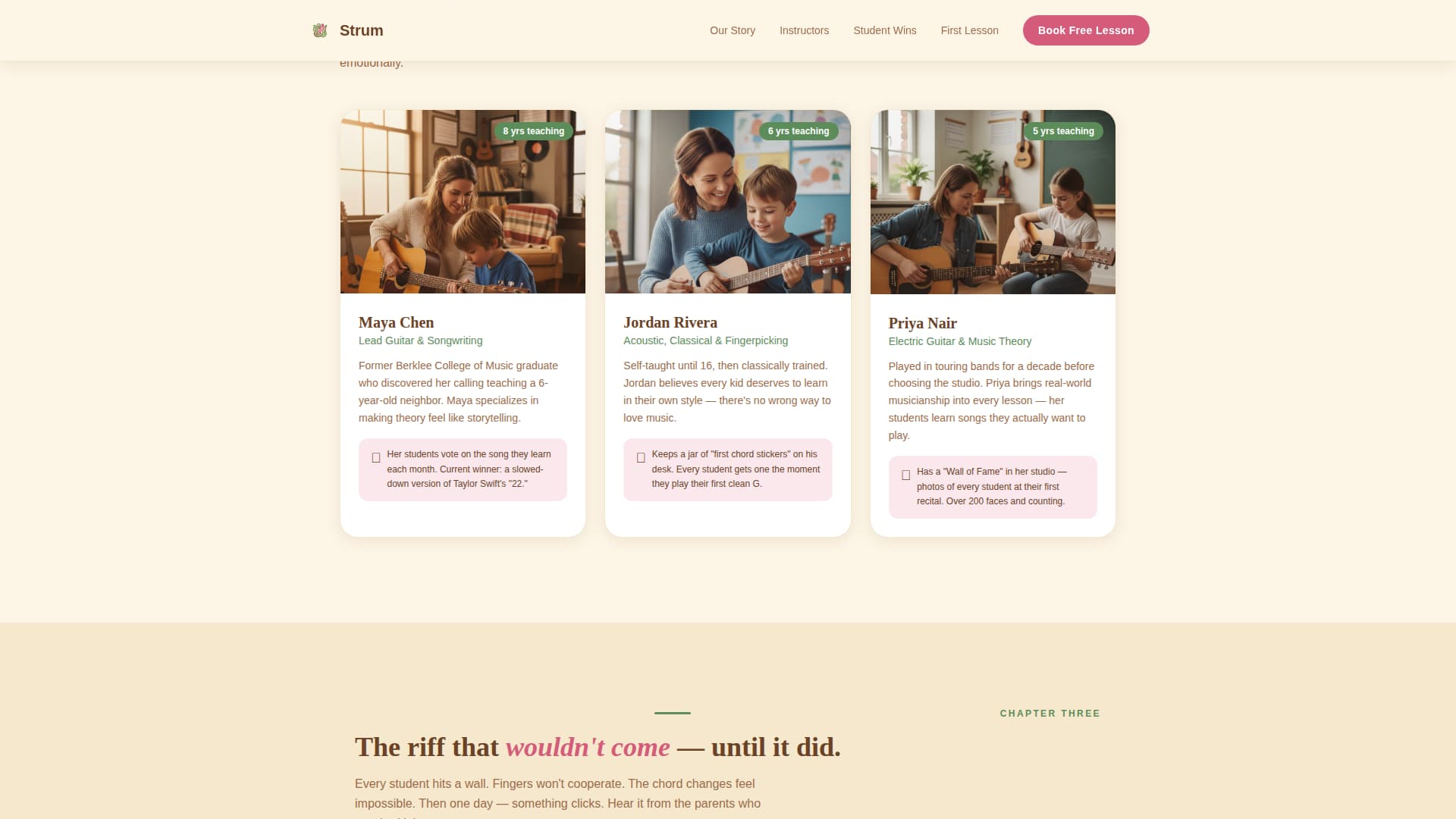 Strum - Inspiring Kidsguitar Landing Page Template