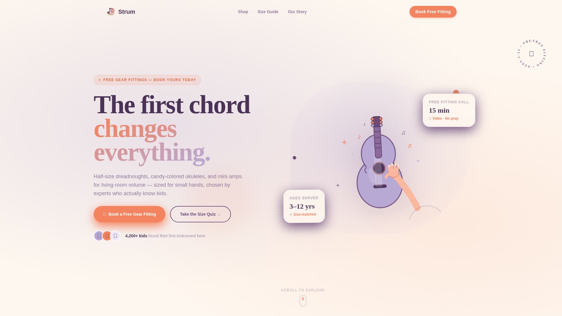 Strum - Playful Kidsguitar Landing Page Template
