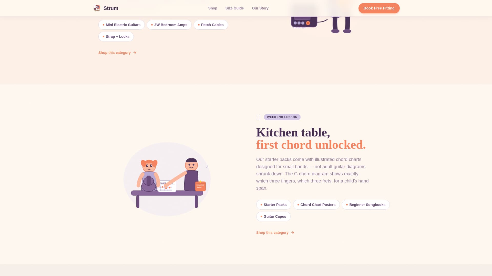 Strum - Playful Kidsguitar Landing Page Template
