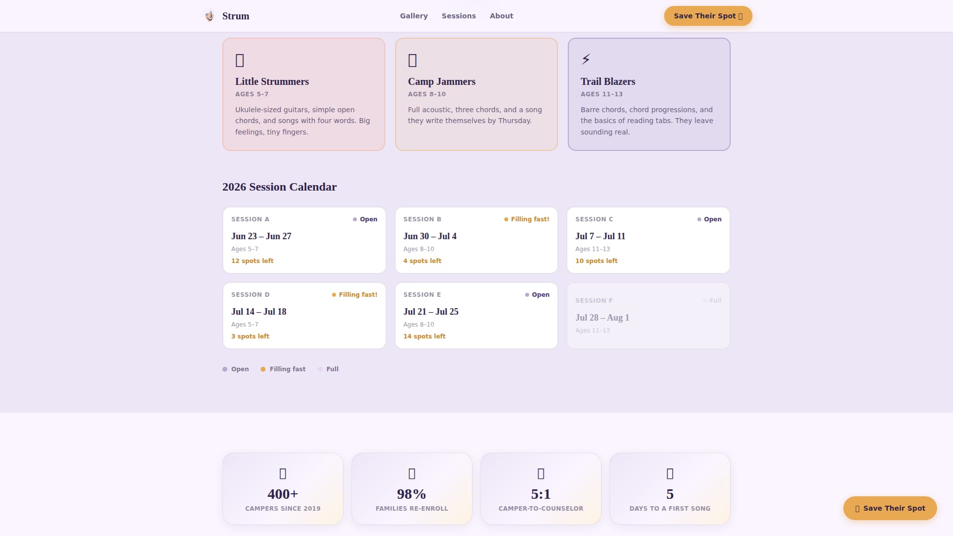Strum - Enchanting Kidsguitar Landing Page Template