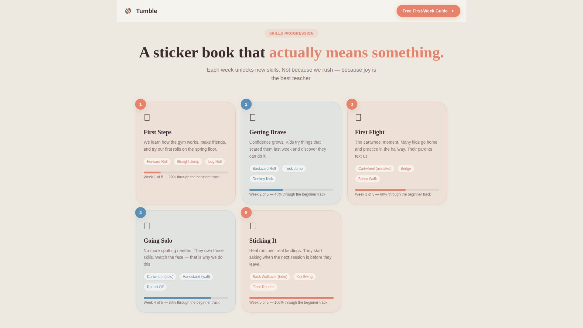 Tumble - Joyful Gymnastics Landing Page Template