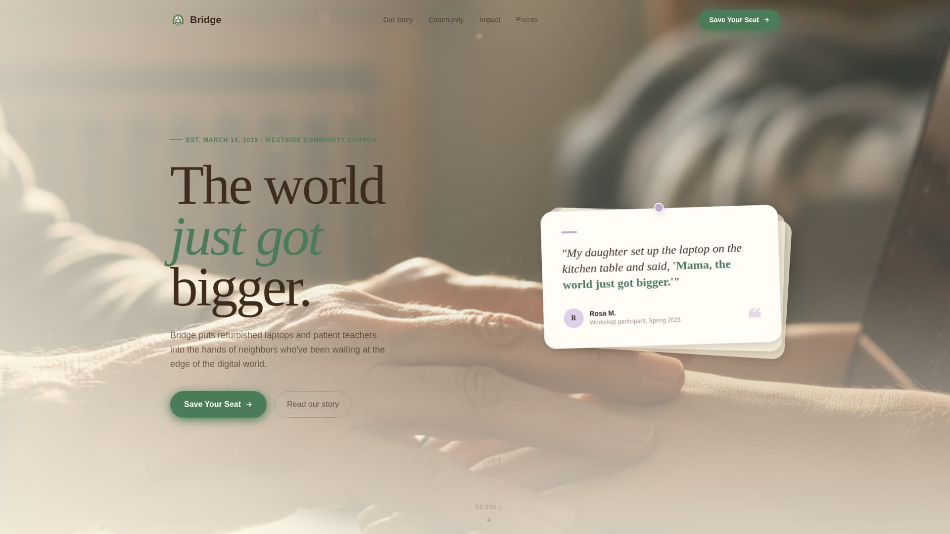 Bridge - Heartfelt Community Landing Page Template