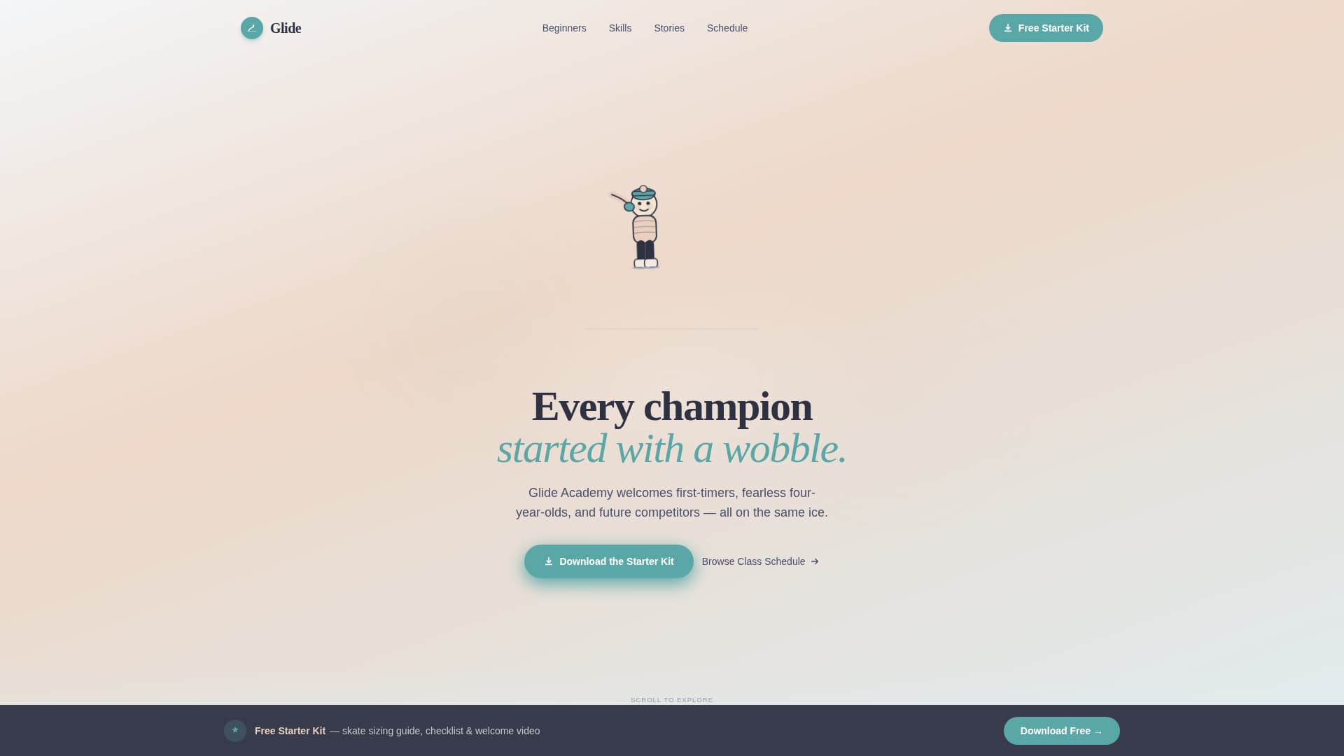Glide - Inspiring Iceskating Landing Page Template