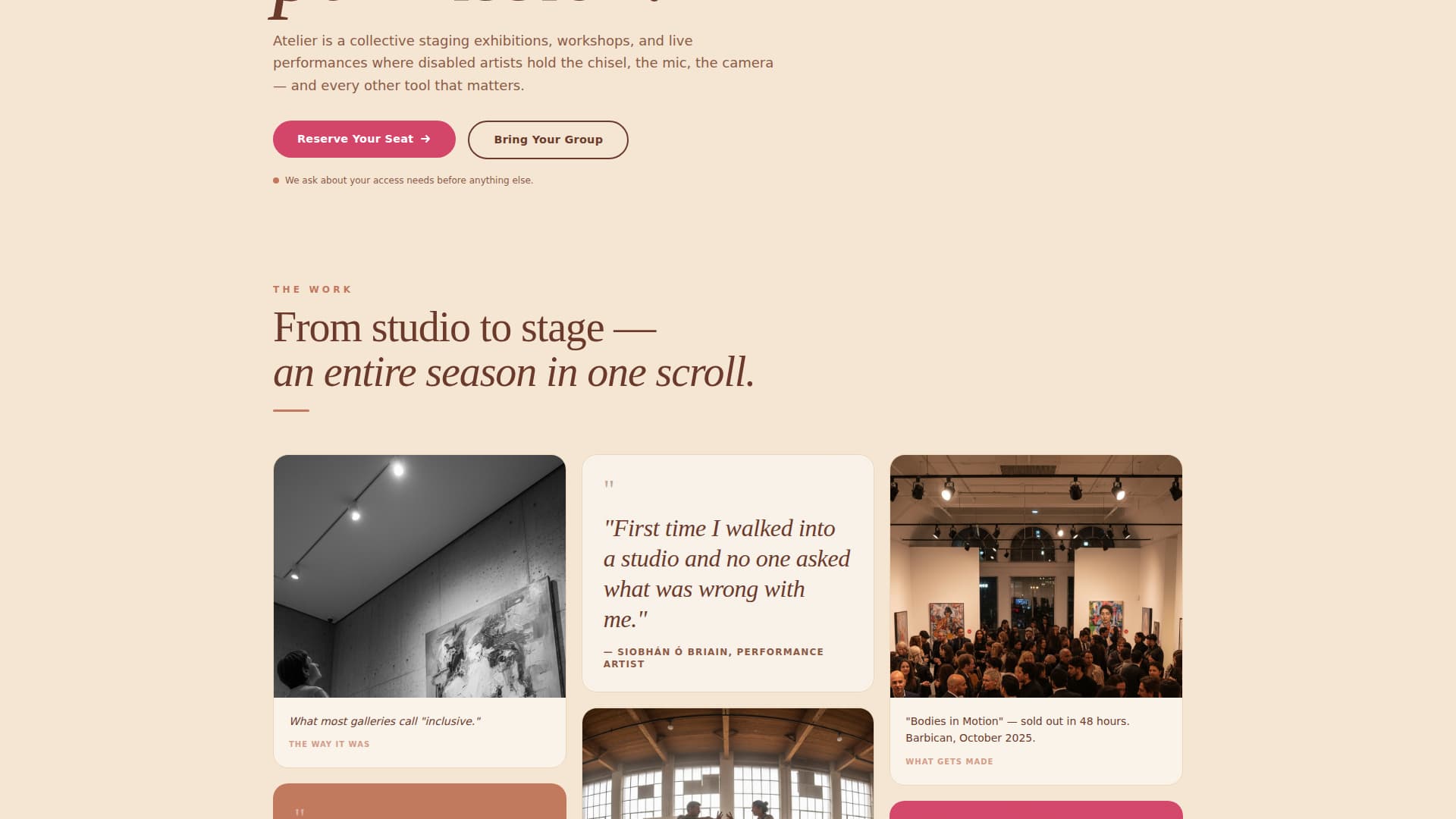 Atelier - Empowering Disabilityarts Landing Page Template