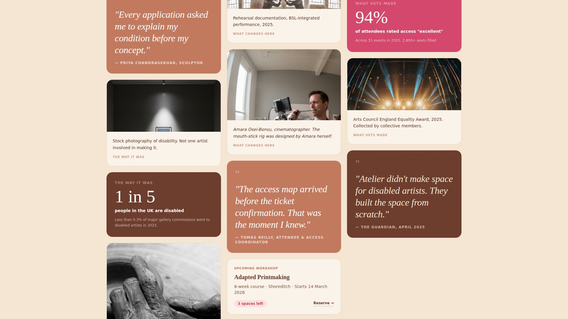 Atelier - Empowering Disabilityarts Landing Page Template