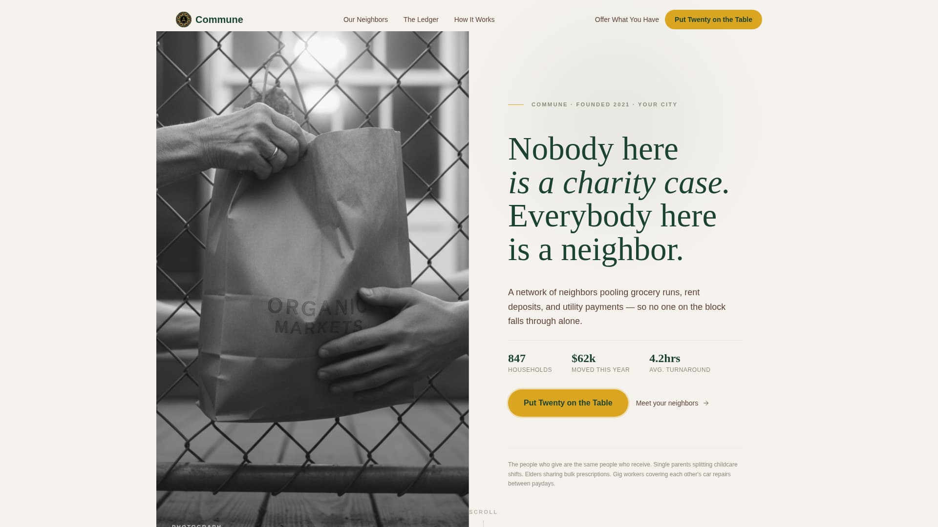 Commune - Rooted Mutualaid Landing Page Template