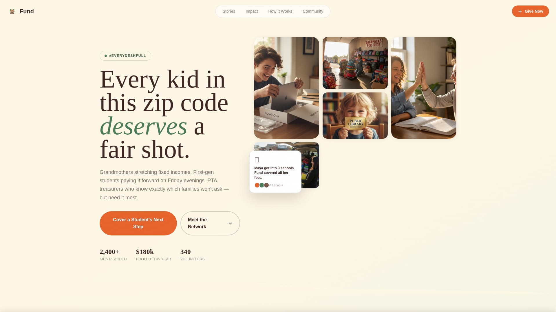 Fund - Heartfelt Education Landing Page Template