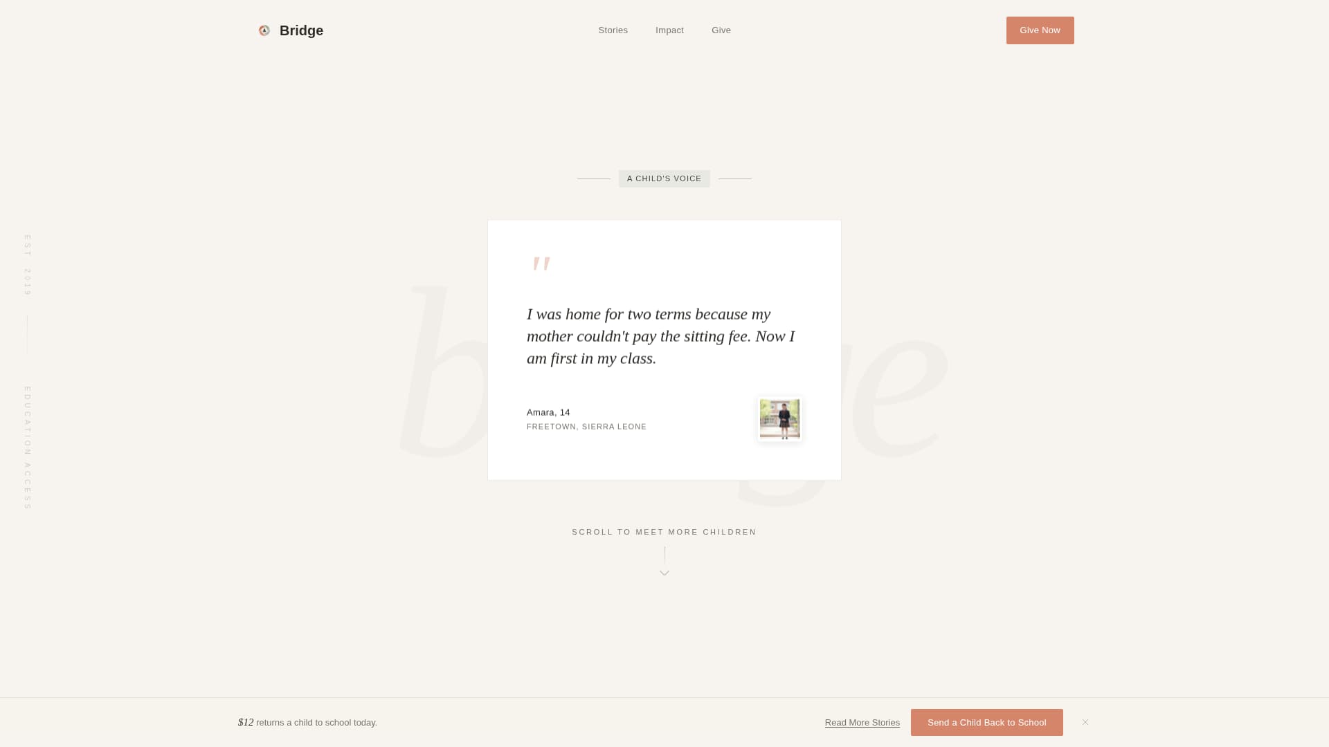 Bridge - Heartfelt Education Landing Page Template