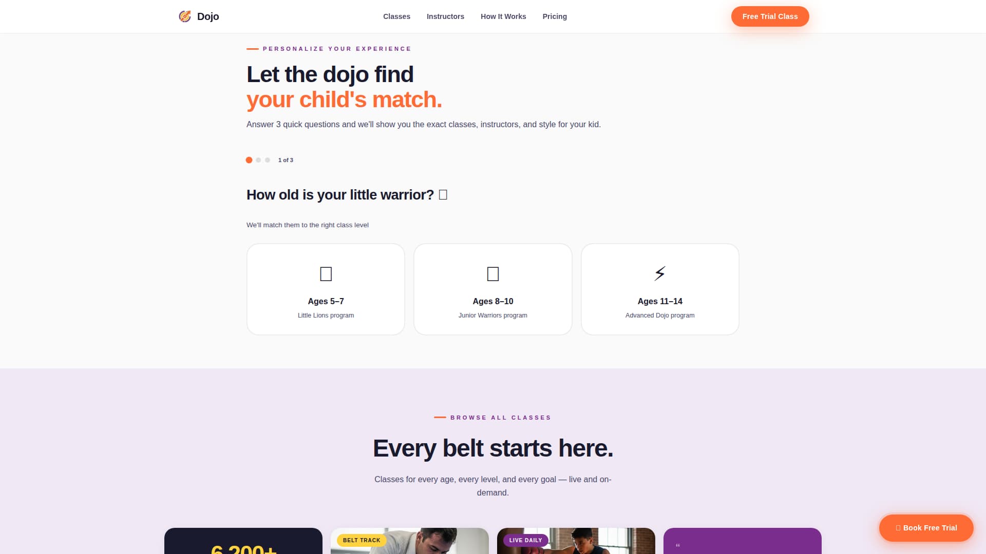 Dojo - Dynamic Kids Martial Arts Landing Page Template