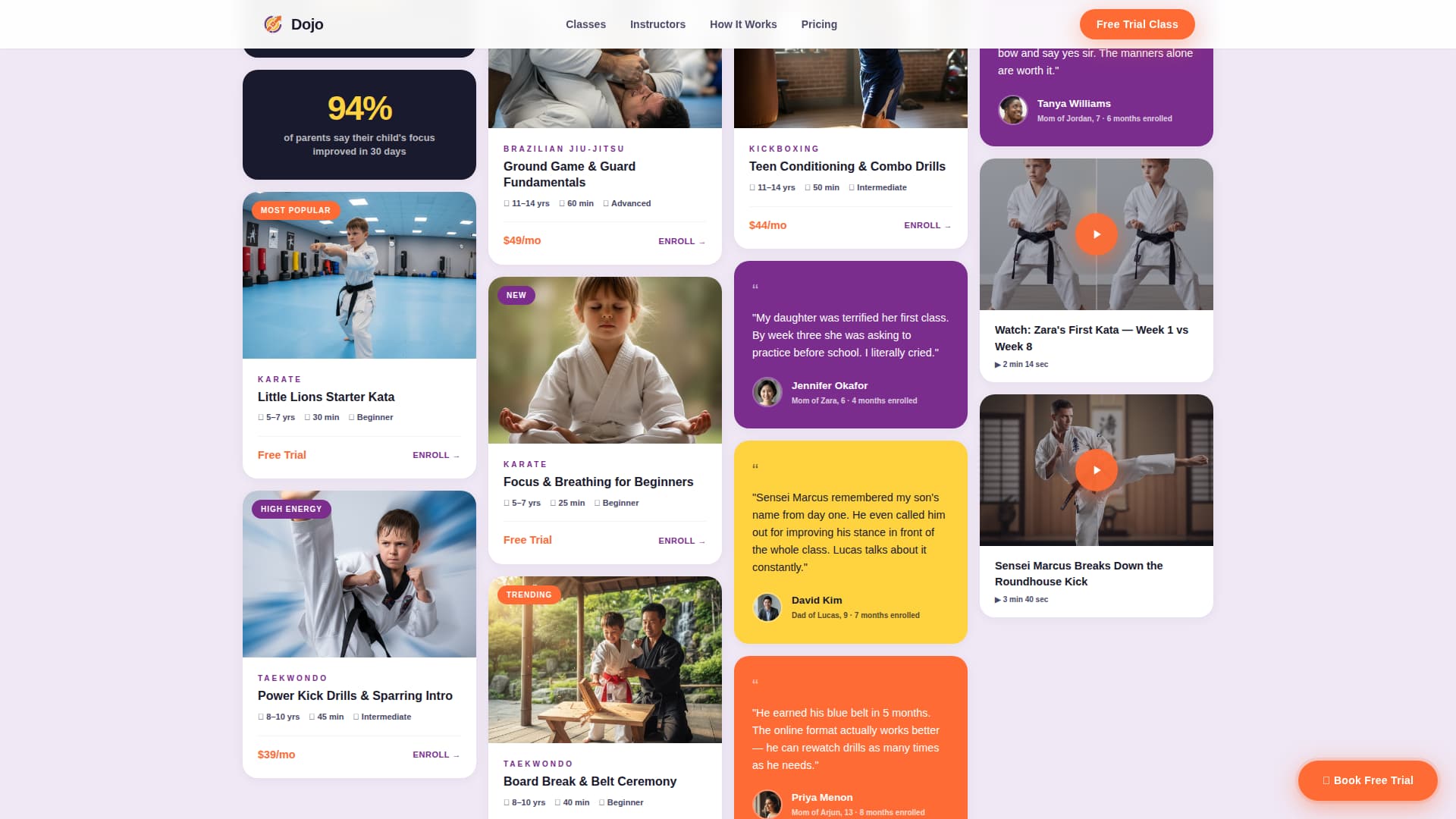 Dojo - Dynamic Kids Martial Arts Landing Page Template
