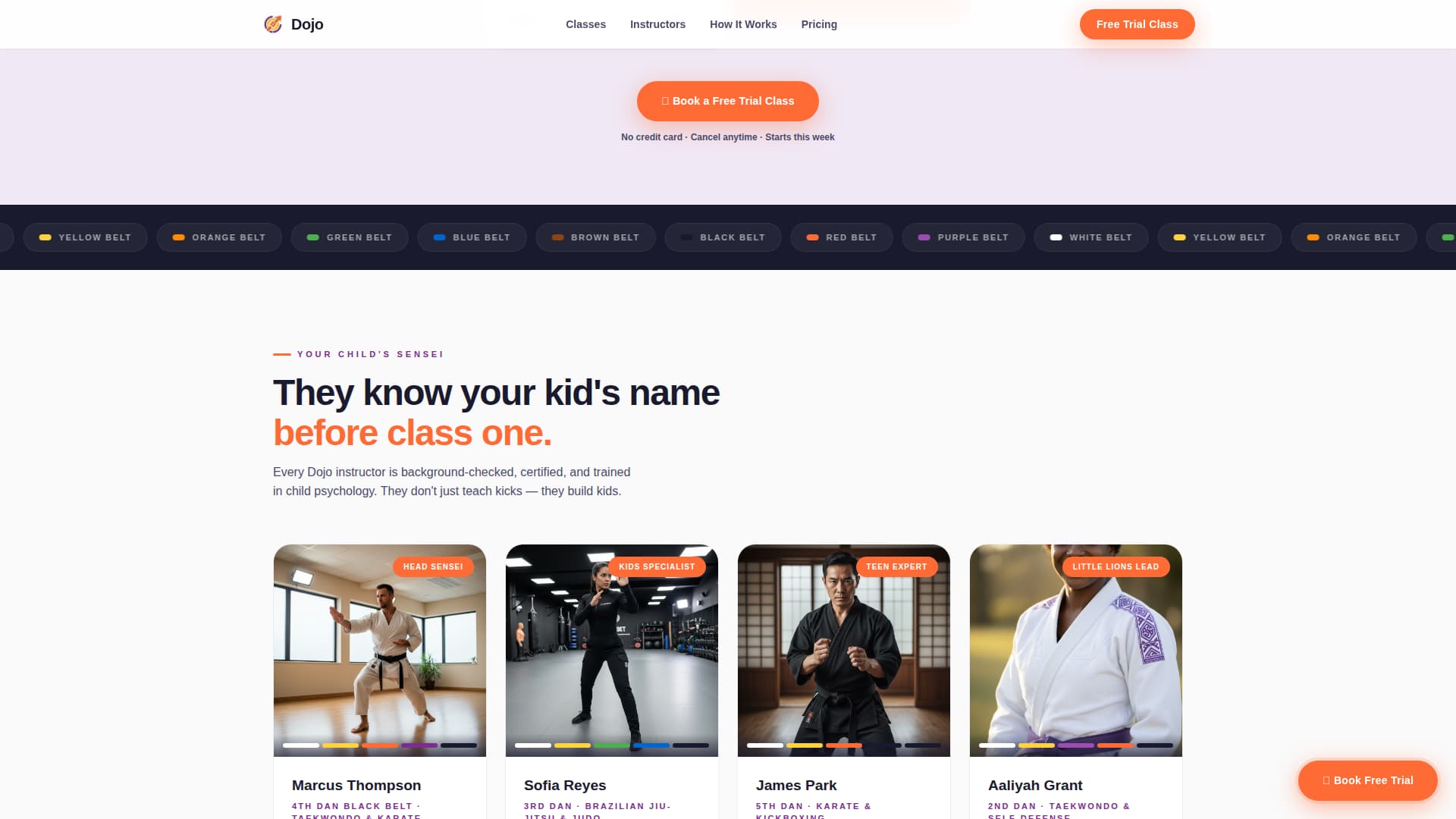 Dojo - Dynamic Kids Martial Arts Landing Page Template