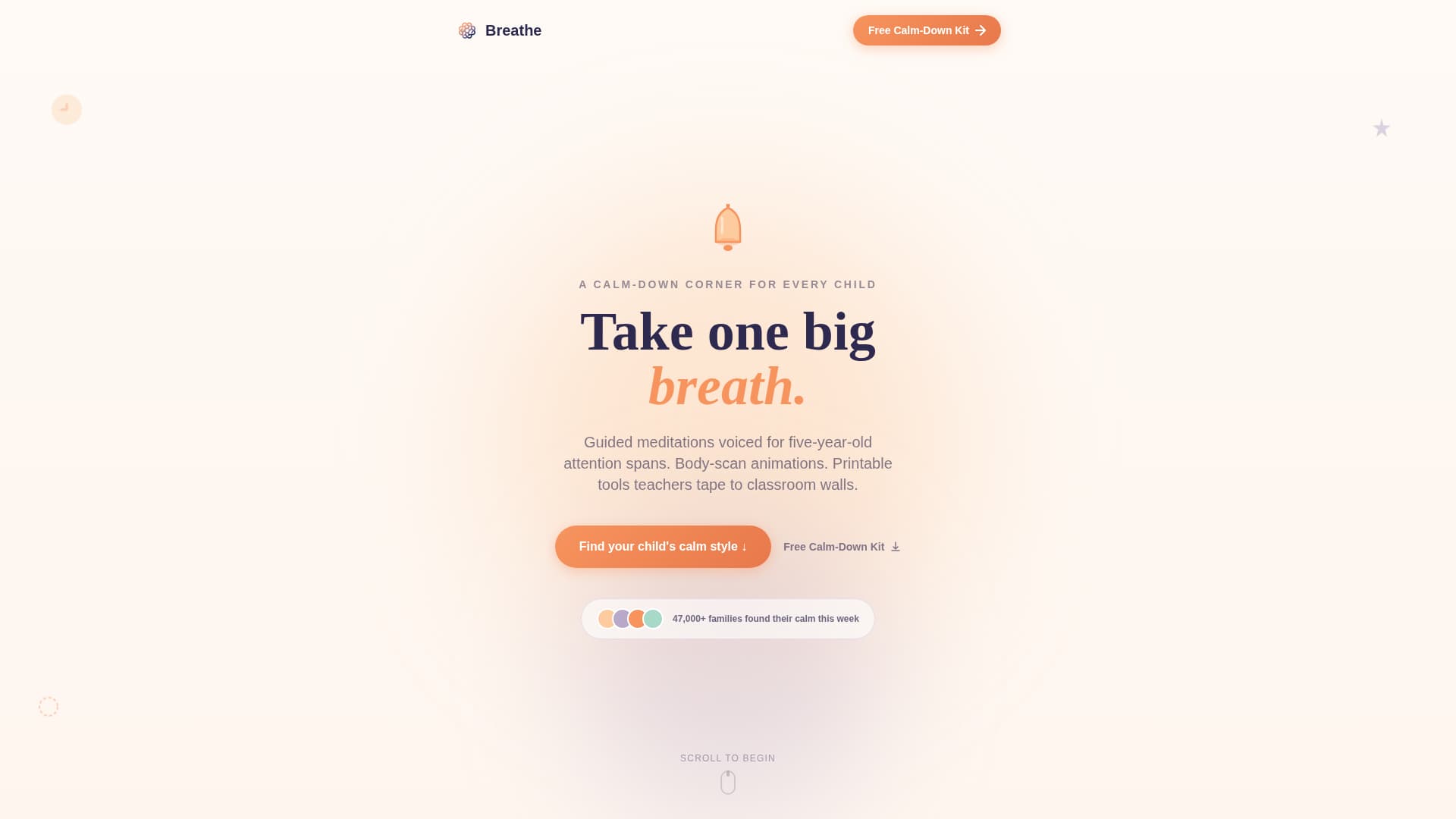 Breathe - Calming Mindfulness Landing Page Template