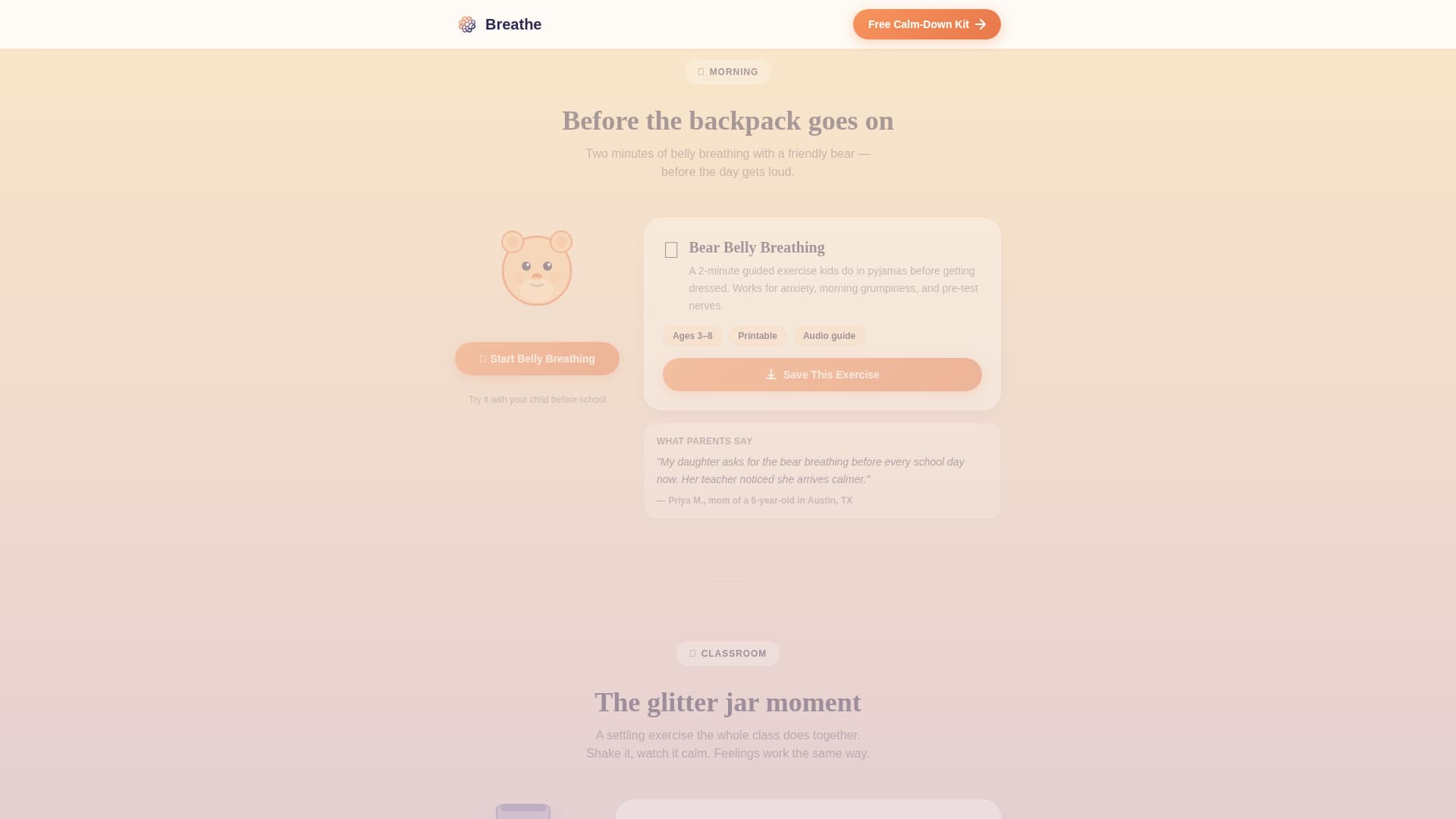 Breathe - Calming Mindfulness Landing Page Template