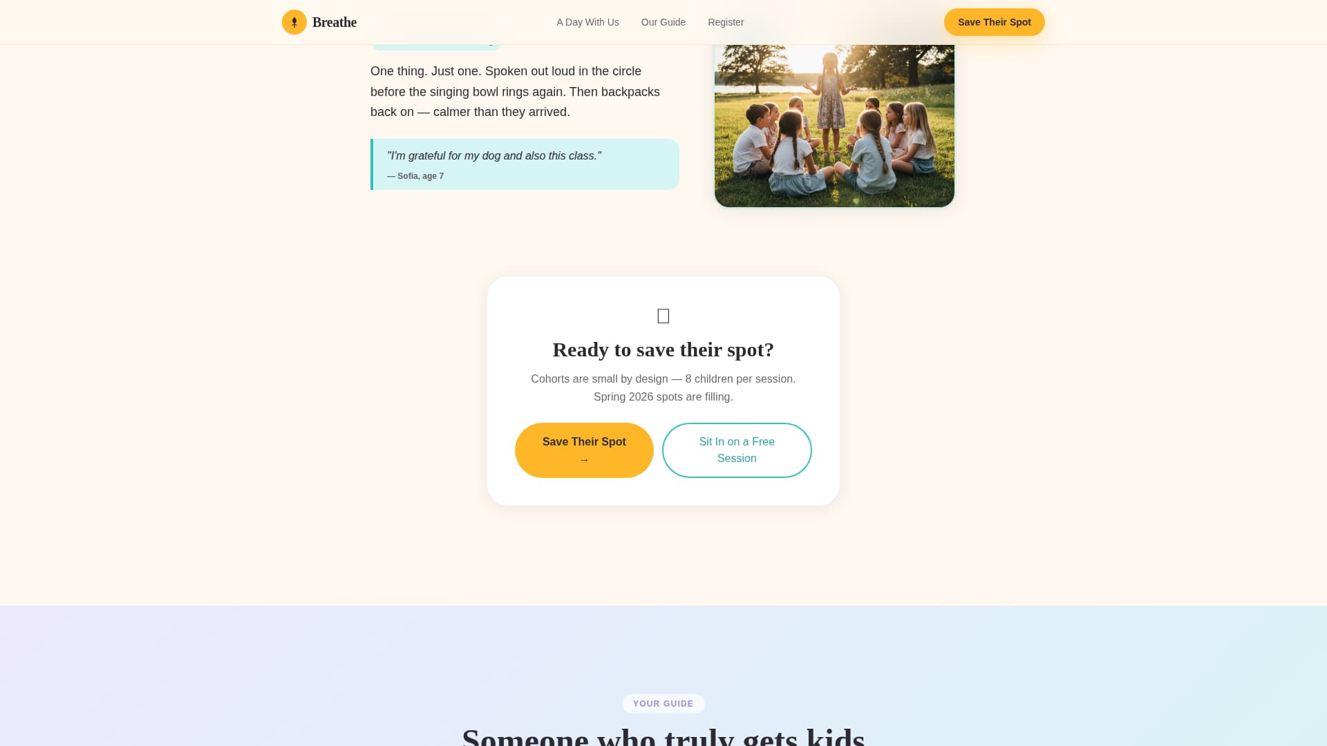 Breathe - Nurturing Mindfulness Landing Page Template