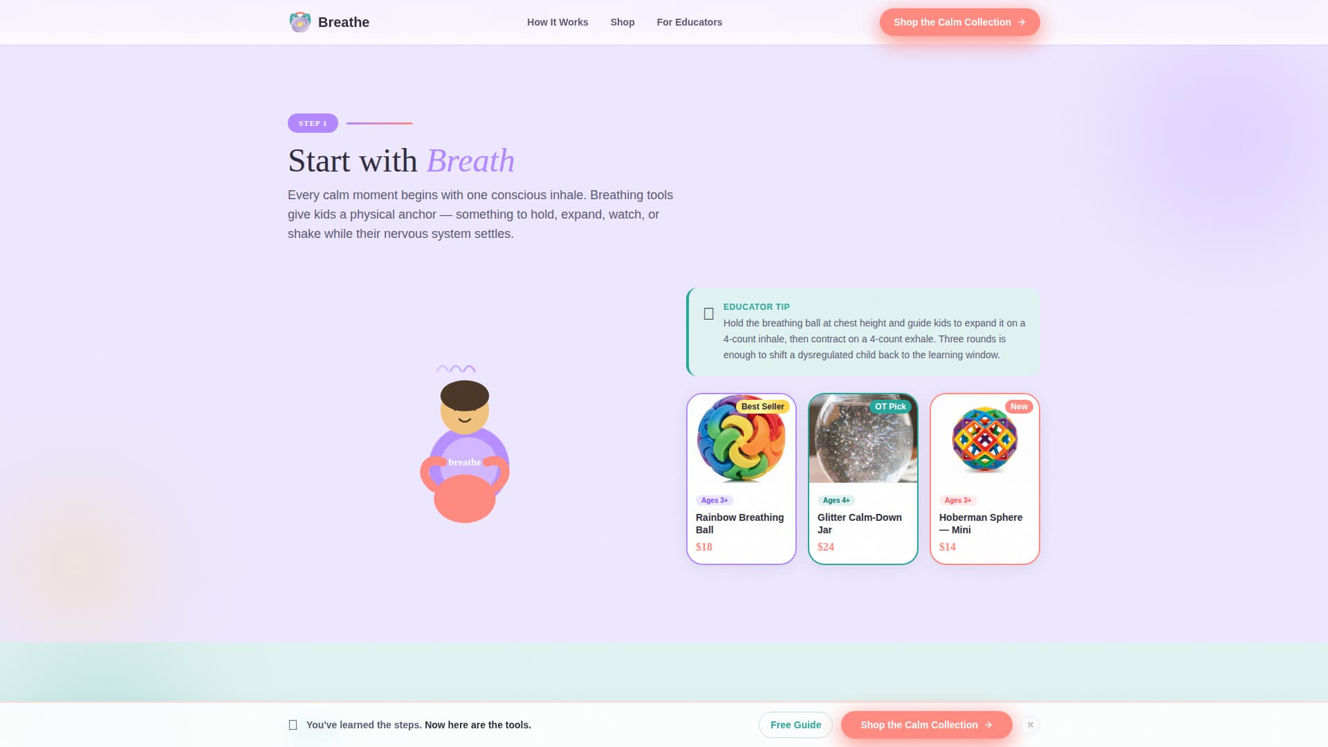 Breathe — Peaceful Meditation Practice Landing Page Template