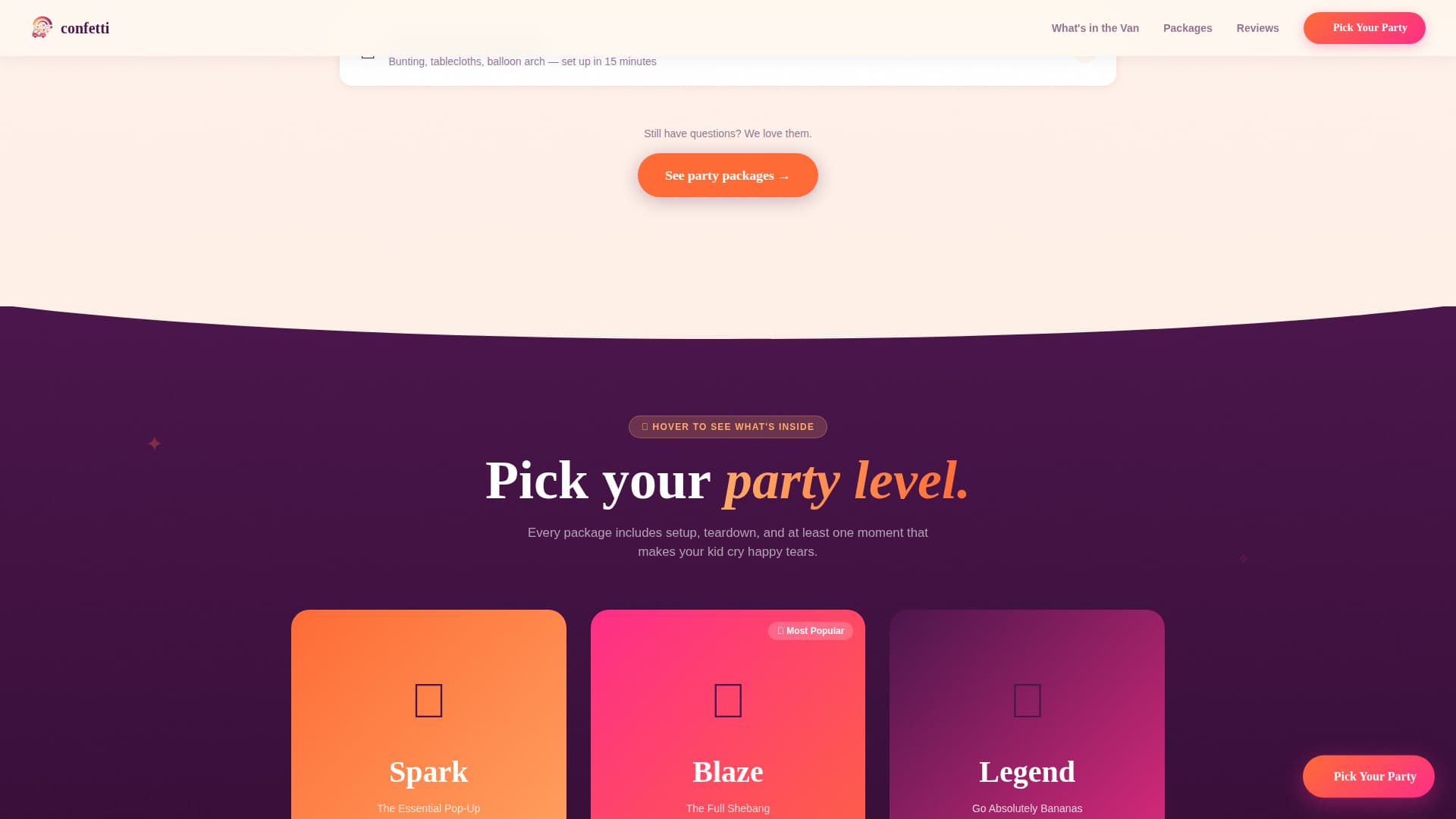 Confetti - Vibrant Party Landing Page Template