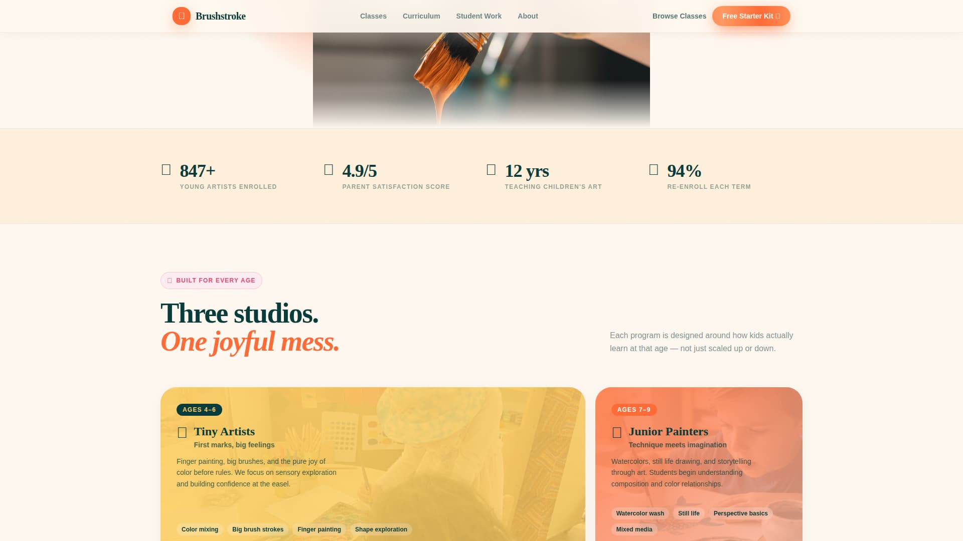 Brushstroke - Vibrant Academy Landing Page Template