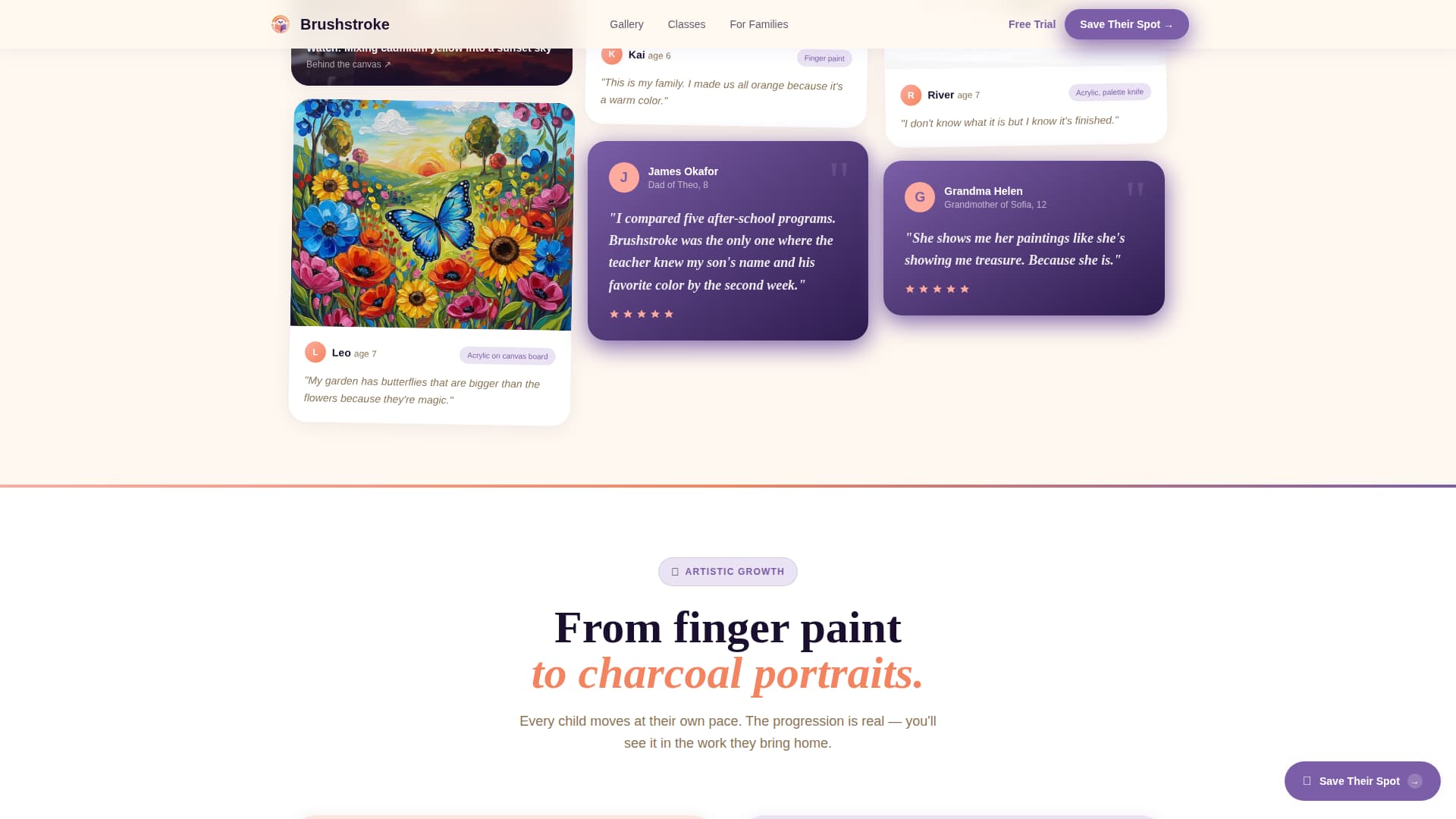Brushstroke - Vibrant Afterschool Landing Page Template