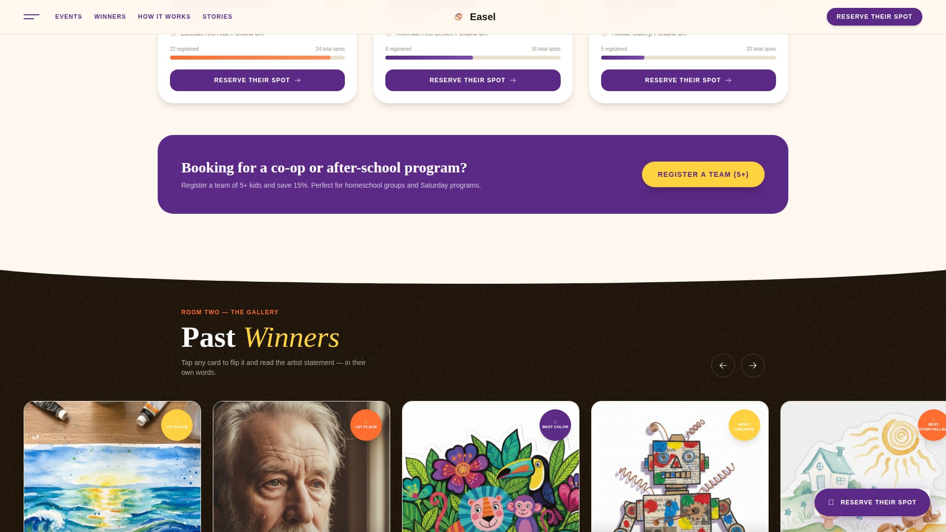 Easel - Vibrant Kids Art Landing Page Template
